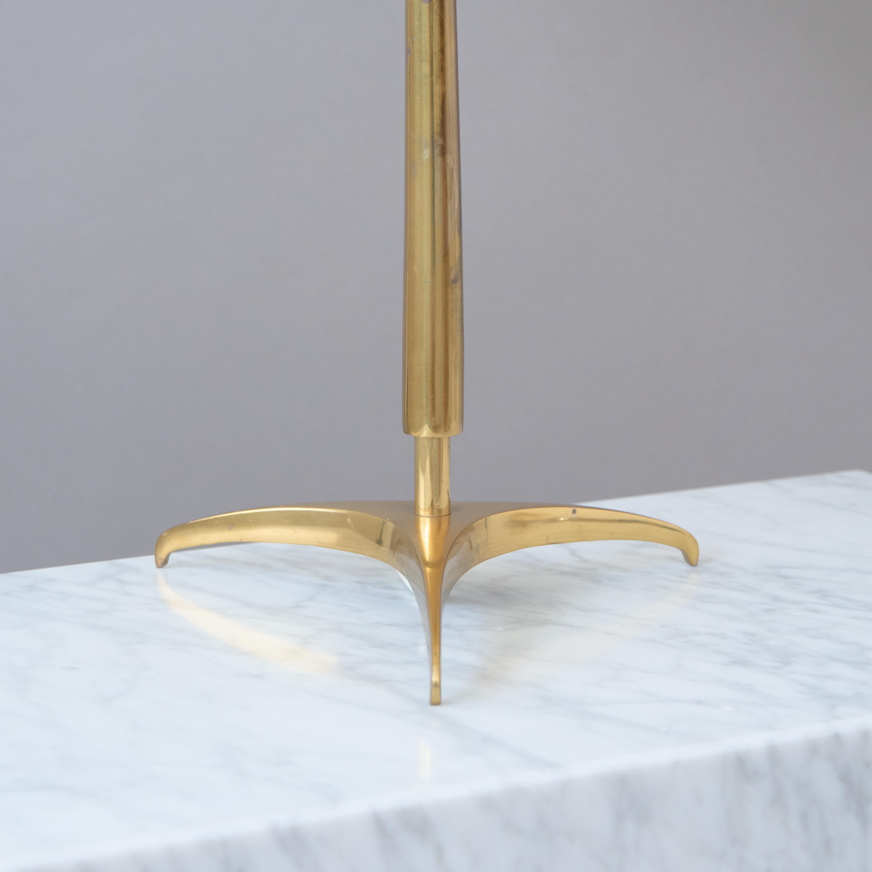20th Century Large Swedish Mid-Century CeBe ASEA Brass Table Lamp w. Original Shade, 1950s For Sale