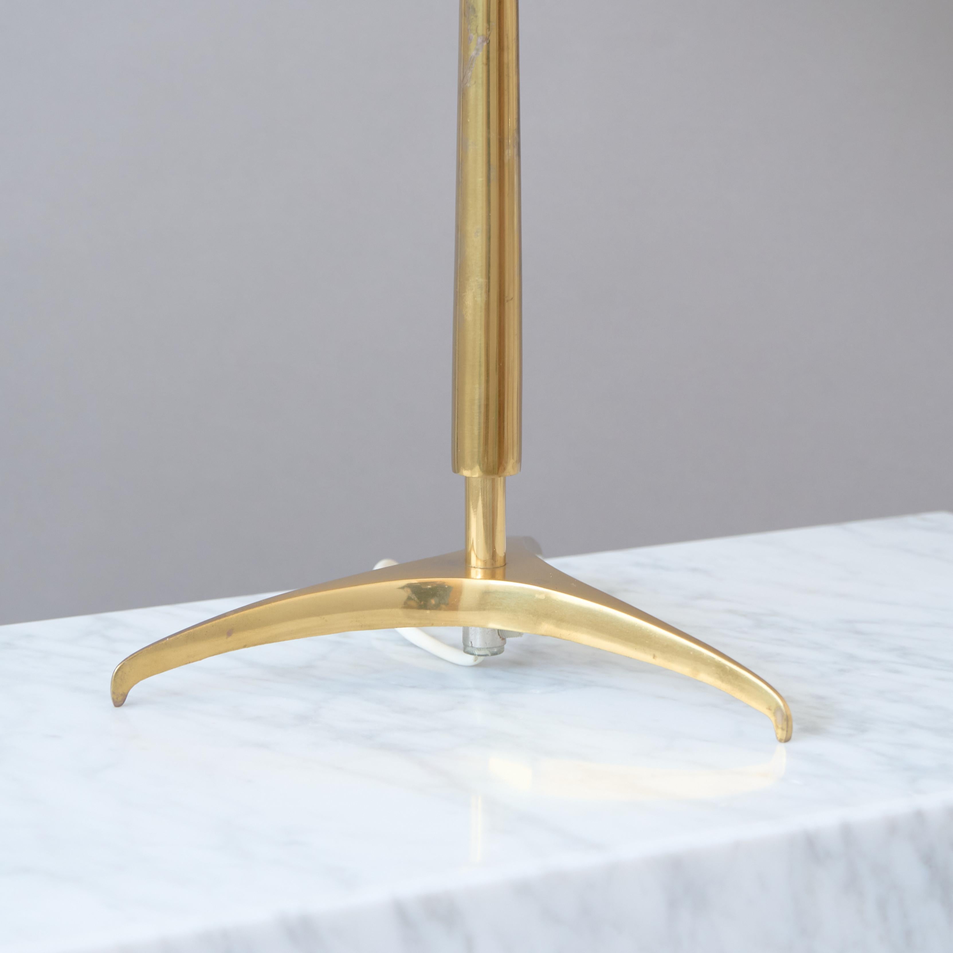 Large Swedish Mid-Century CeBe ASEA Brass Table Lamp w. Original Shade, 1950s For Sale 2
