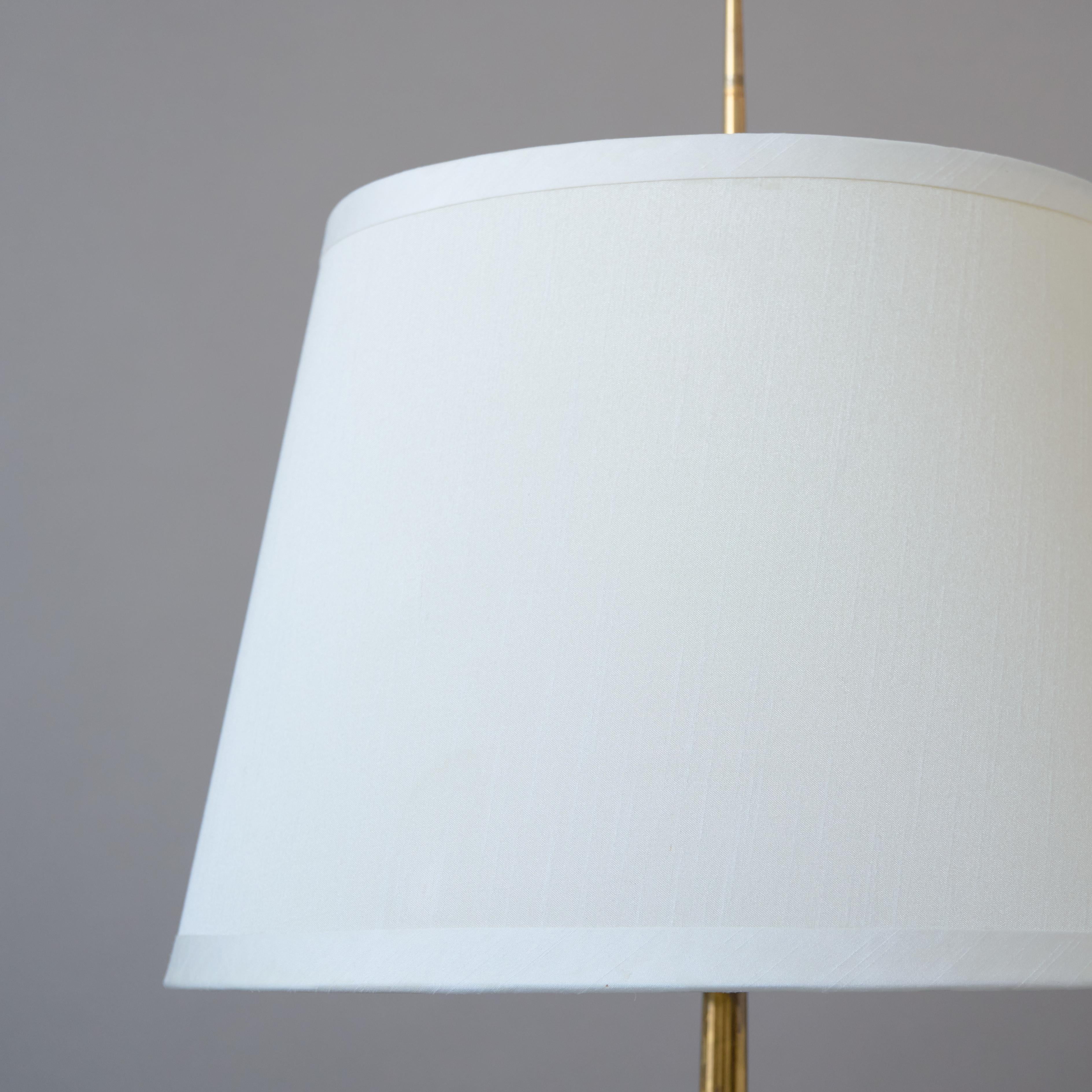 Large Swedish Mid-Century CeBe ASEA Brass Table Lamp w. Original Shade, 1950s For Sale 3
