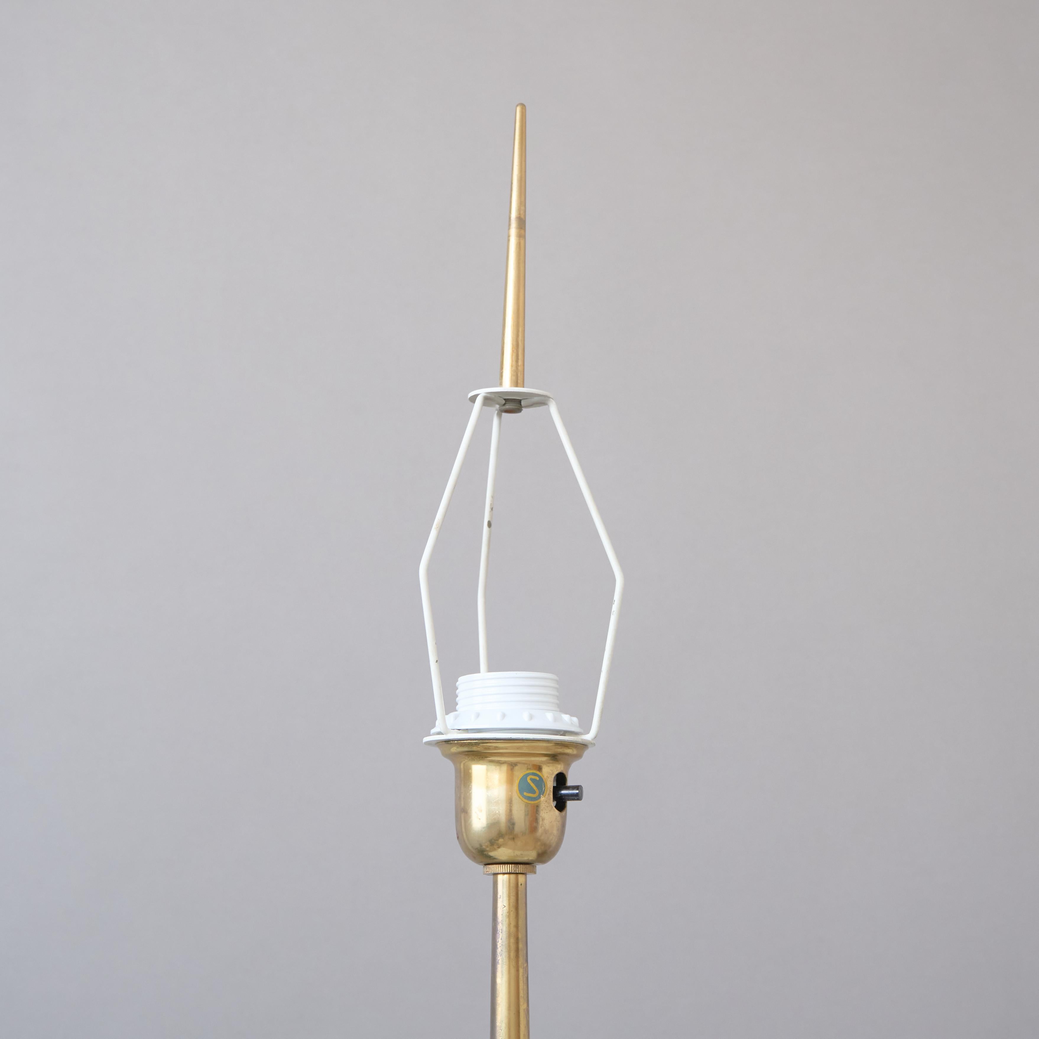Large Swedish Mid-Century CeBe ASEA Brass Table Lamp w. Original Shade, 1950s For Sale 4