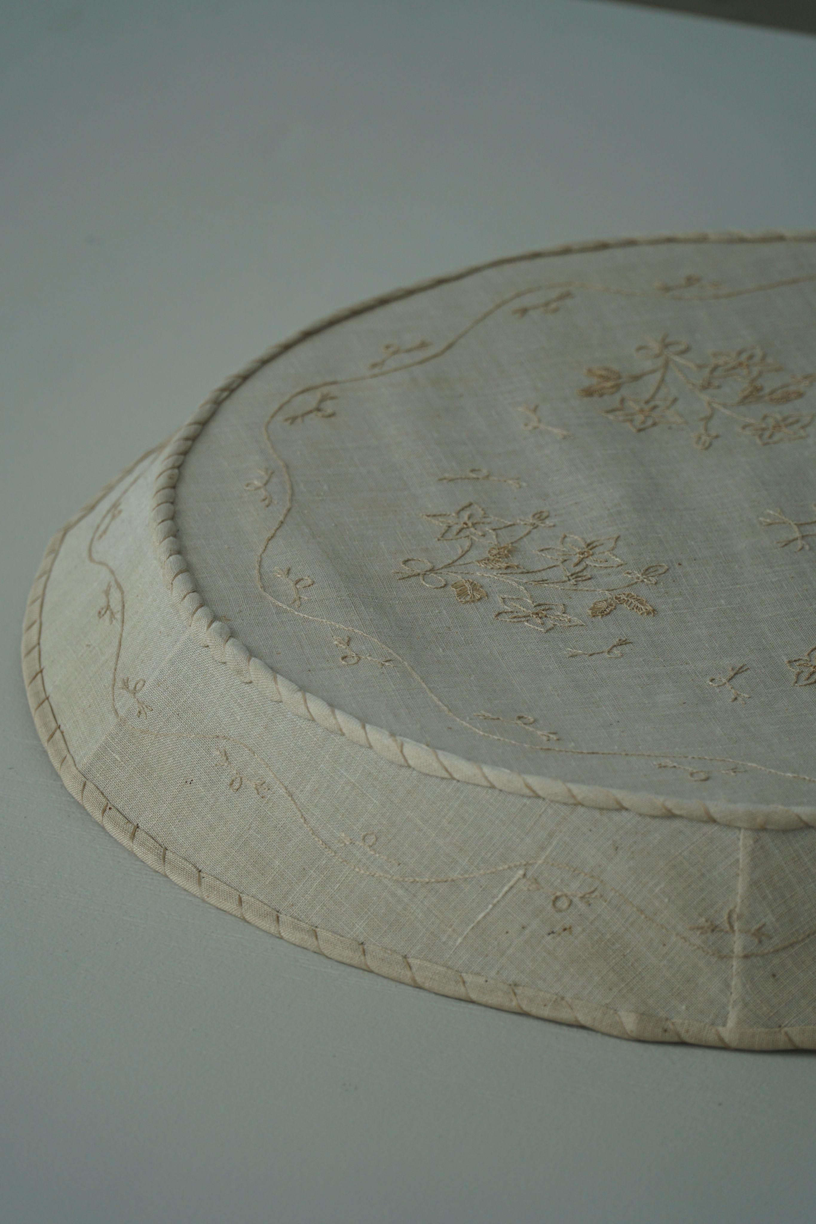 Large Swedish Mid Century Ceiling / Wall Sconce in Linen and Lace, Sweden, 1950s For Sale 2
