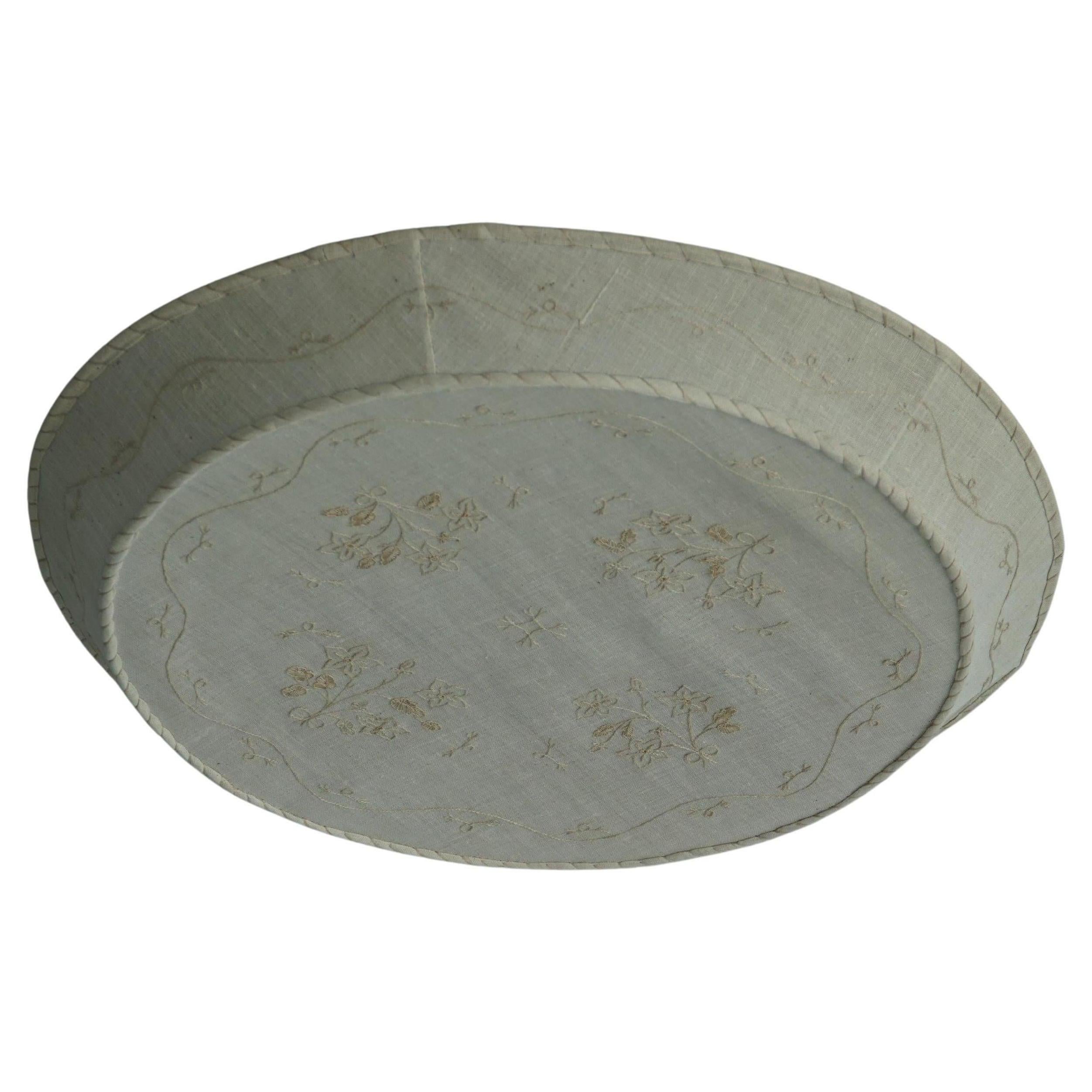 Large Swedish Mid Century Ceiling / Wall Sconce in Linen and Lace, Sweden, 1950s For Sale