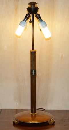 Large Swedish Mid-Century Modern circa 1960s Table Lamp in Brass & Teak Wood