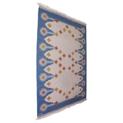 Large Swedish Mid-Century Röllakan Carpet Signed CB