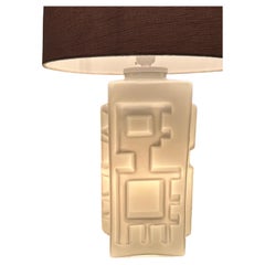 Large Swedish Mid-Century Table Lamp in White Glass. 1960's.