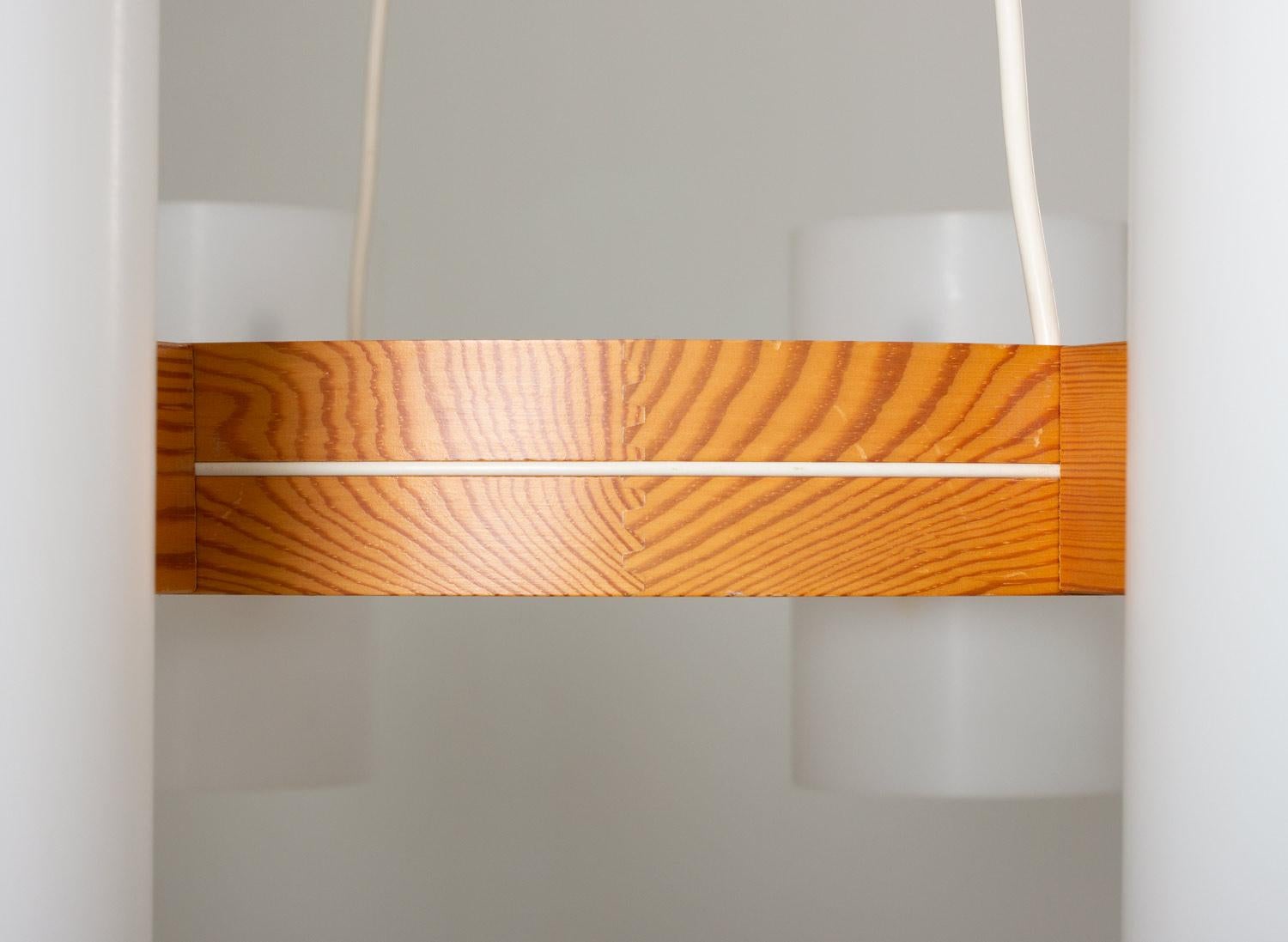 Large Swedish Midcentury Chandelier in Pine and Acrylic by Luxus 1