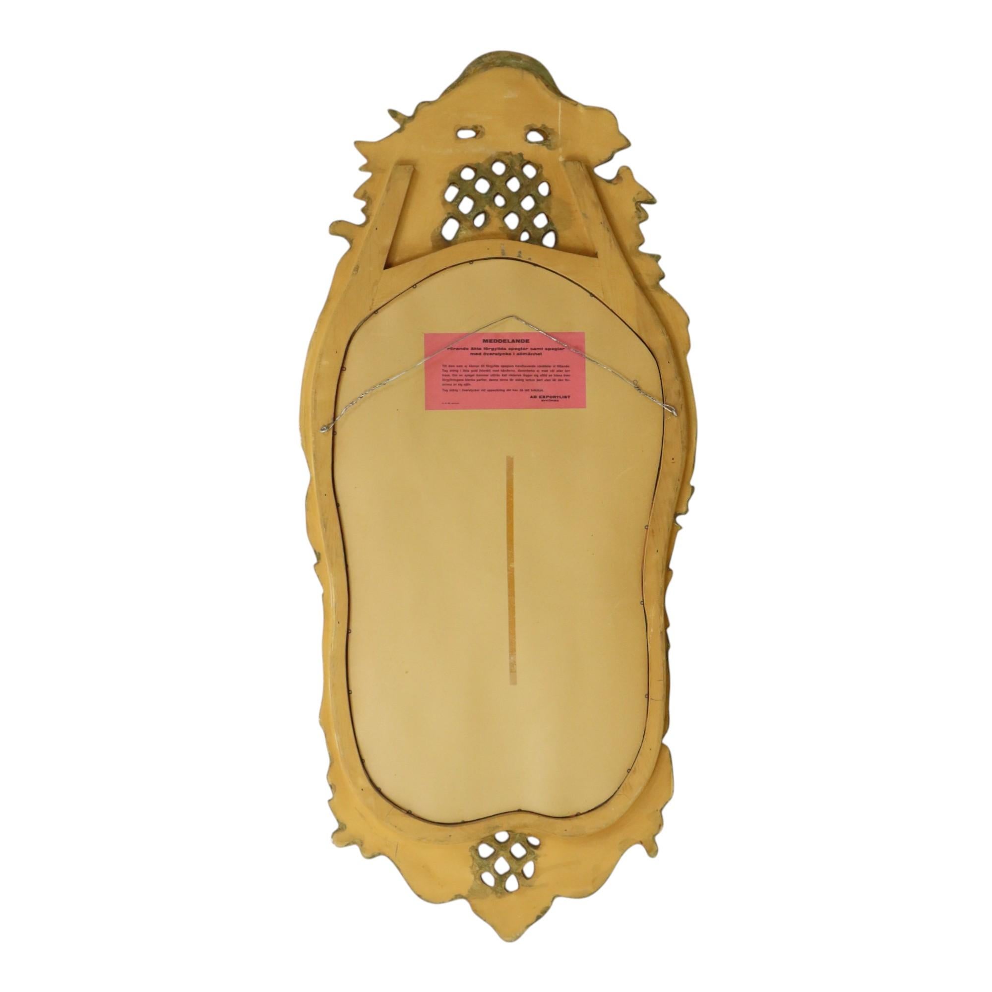Großer Schwedischer Spiegel Blattgold Vergoldet Klassisch Rokoko Stil 119cm im Angebot 13