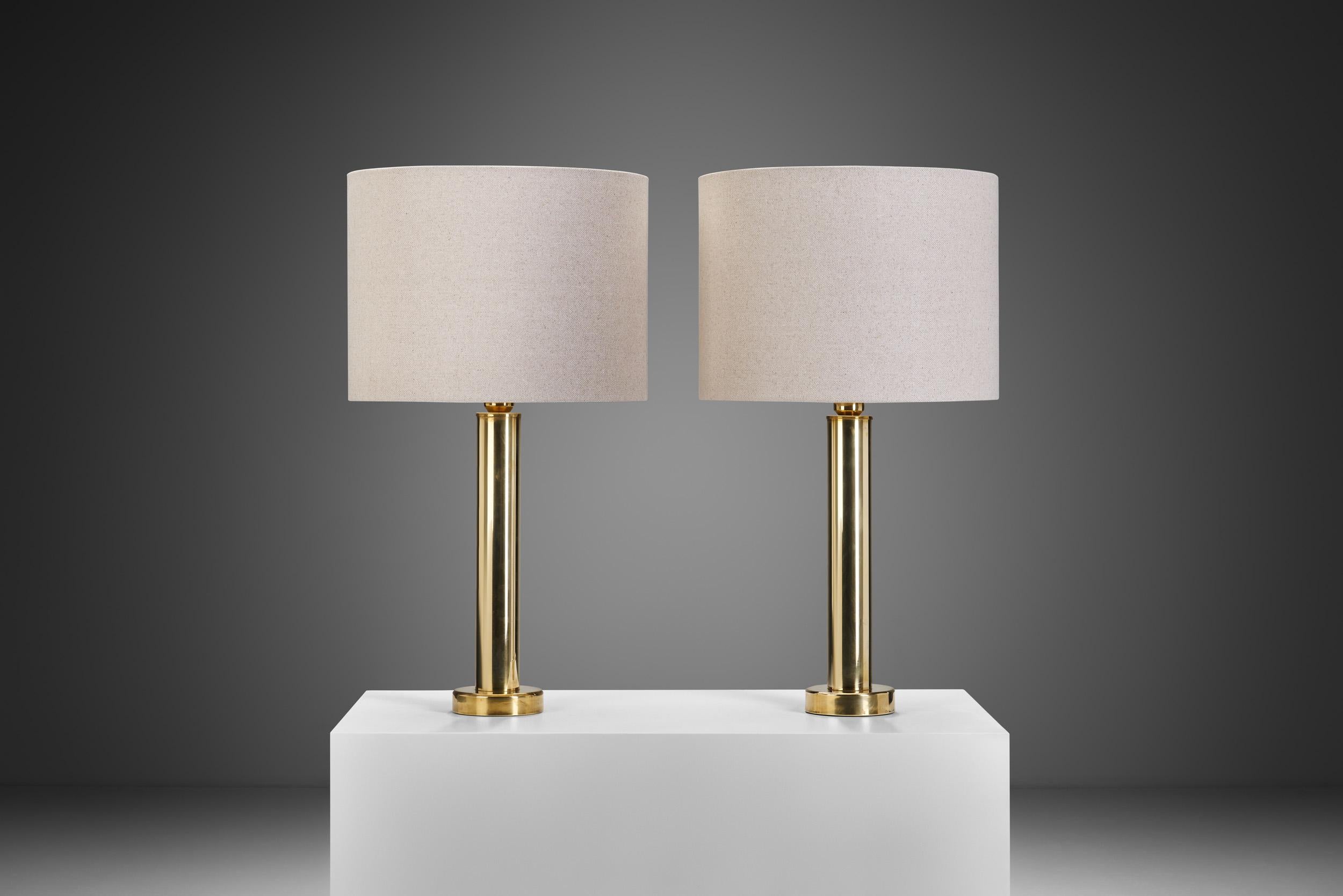 Mid-Century Modern Large Swedish Modern Brass Table Lamps by Kosta Elarmatur, Sweden ca 1960s For Sale