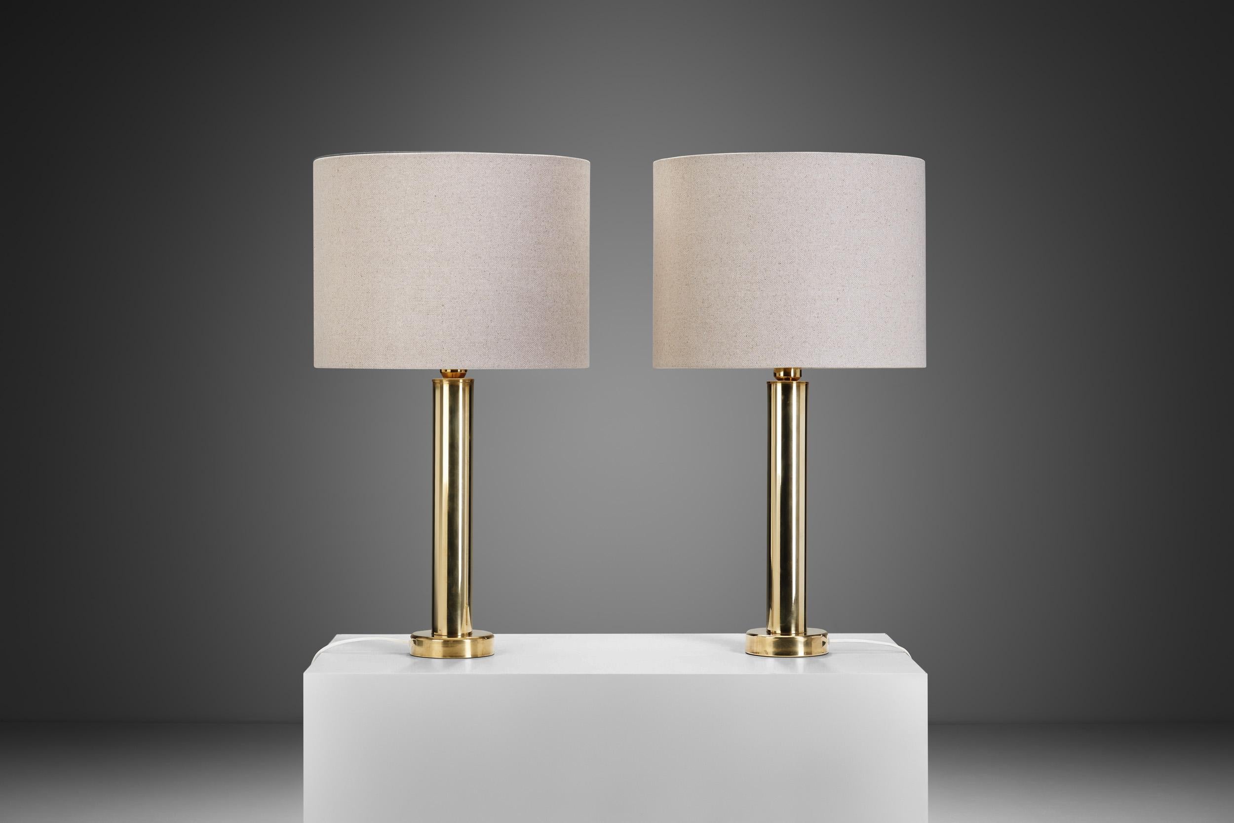 Mid-20th Century Large Swedish Modern Brass Table Lamps by Kosta Elarmatur, Sweden ca 1960s For Sale