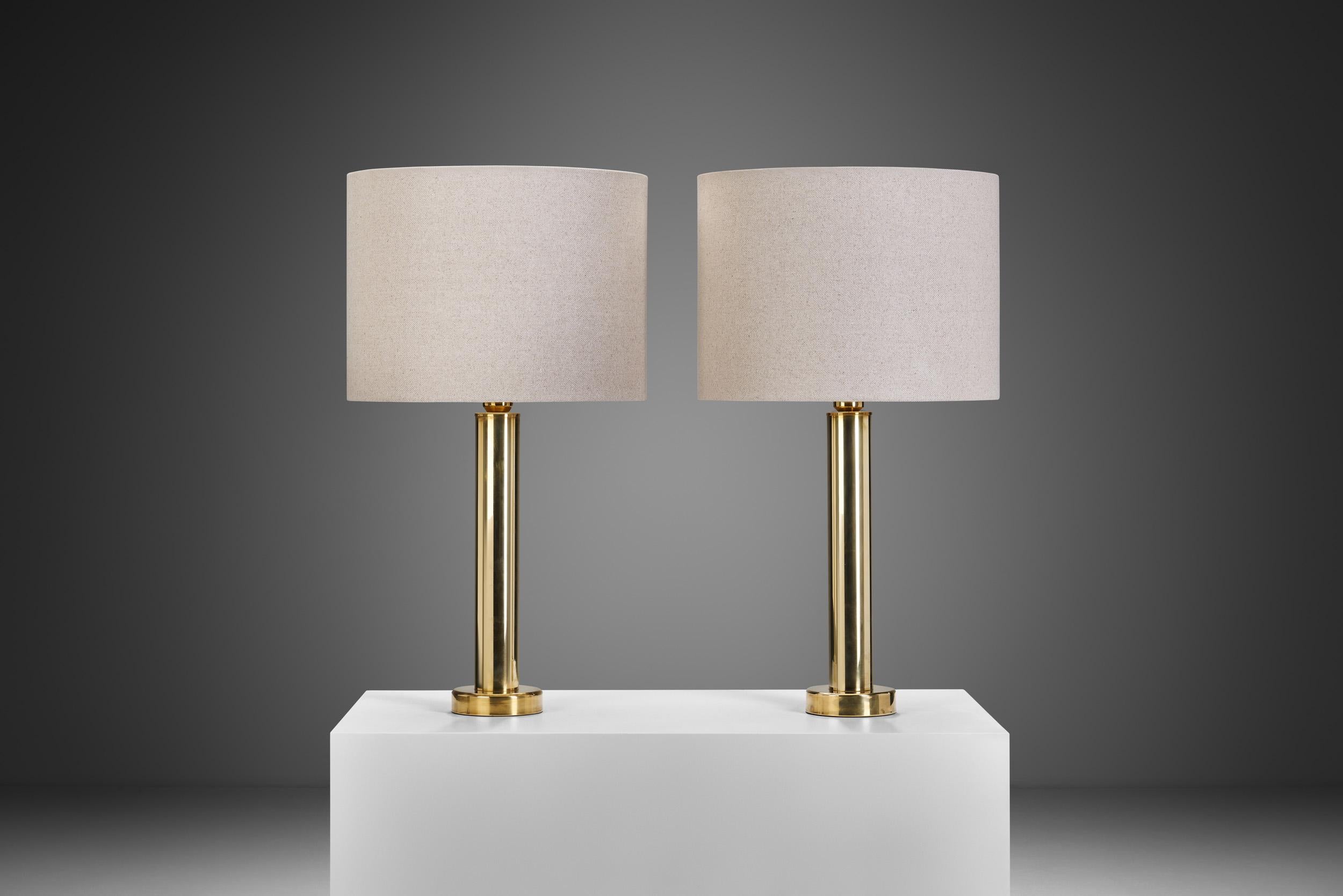 Large Swedish Modern Brass Table Lamps by Kosta Elarmatur, Sweden ca 1960s For Sale 2