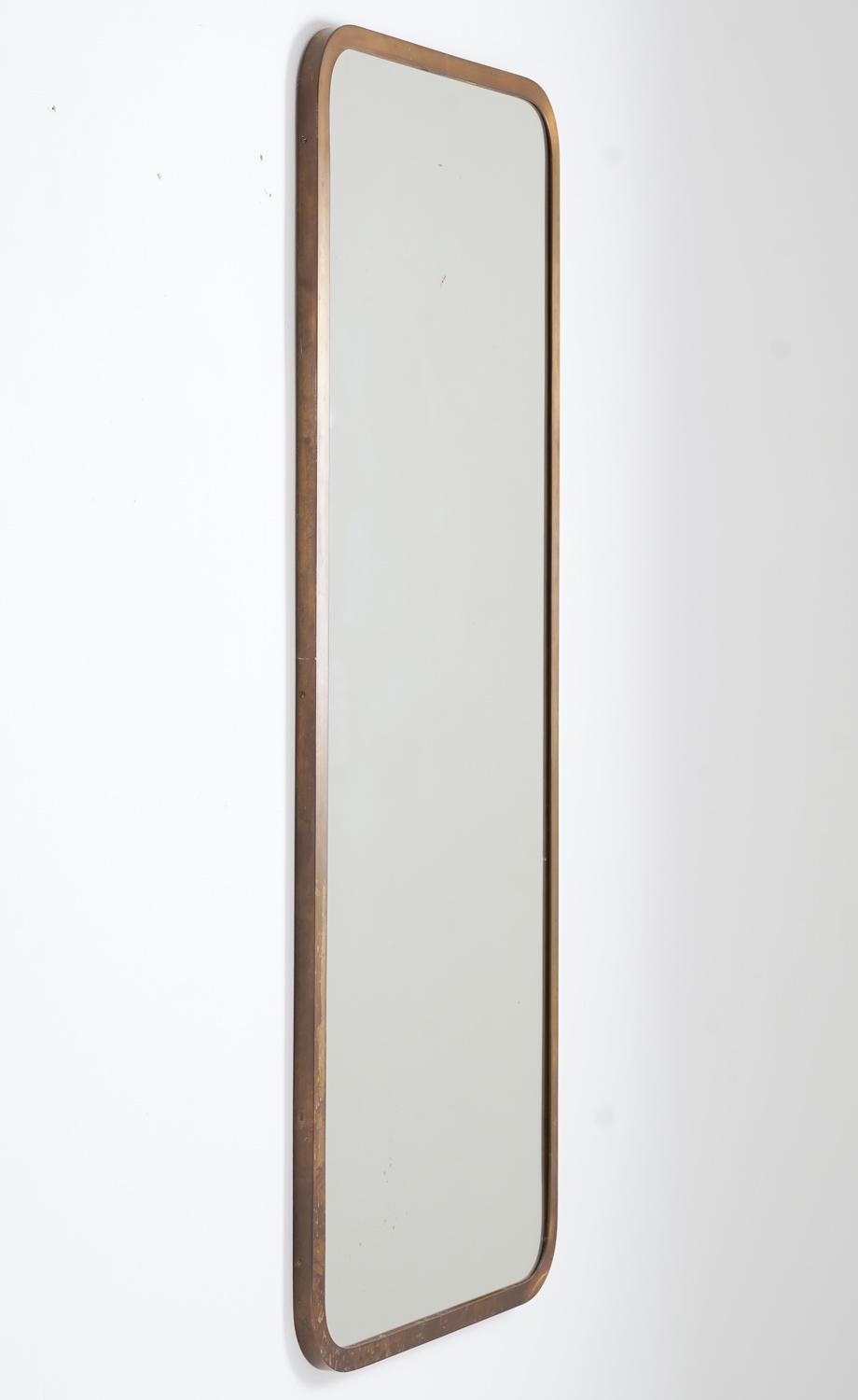 Mid-Century Modern Large Swedish Modern Mirror in Brass by Nordiska Kompaniet 1930s For Sale