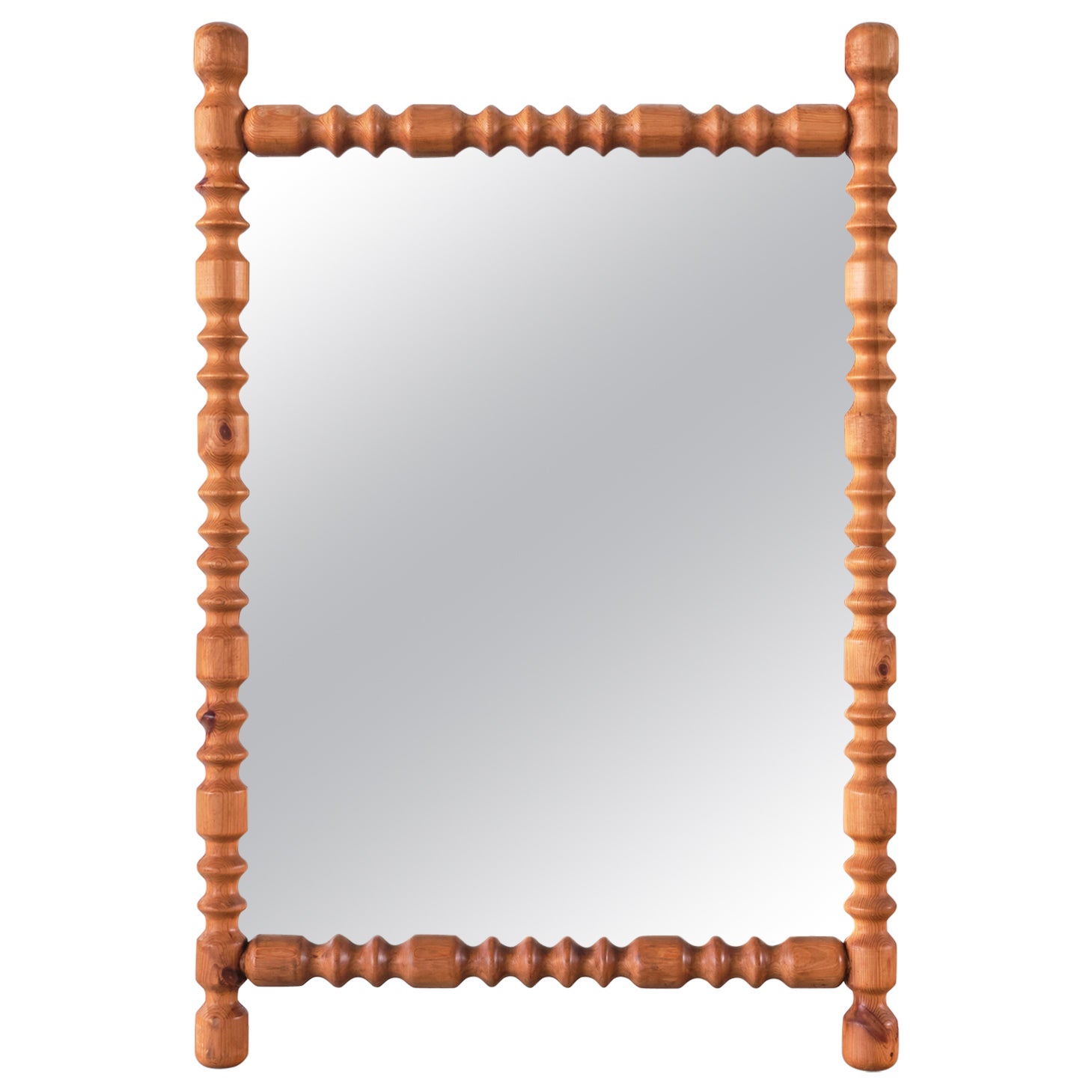 Gran espejo moderno sueco de pino macizo, Glas Mäster Markaryd, Suecia, años 60