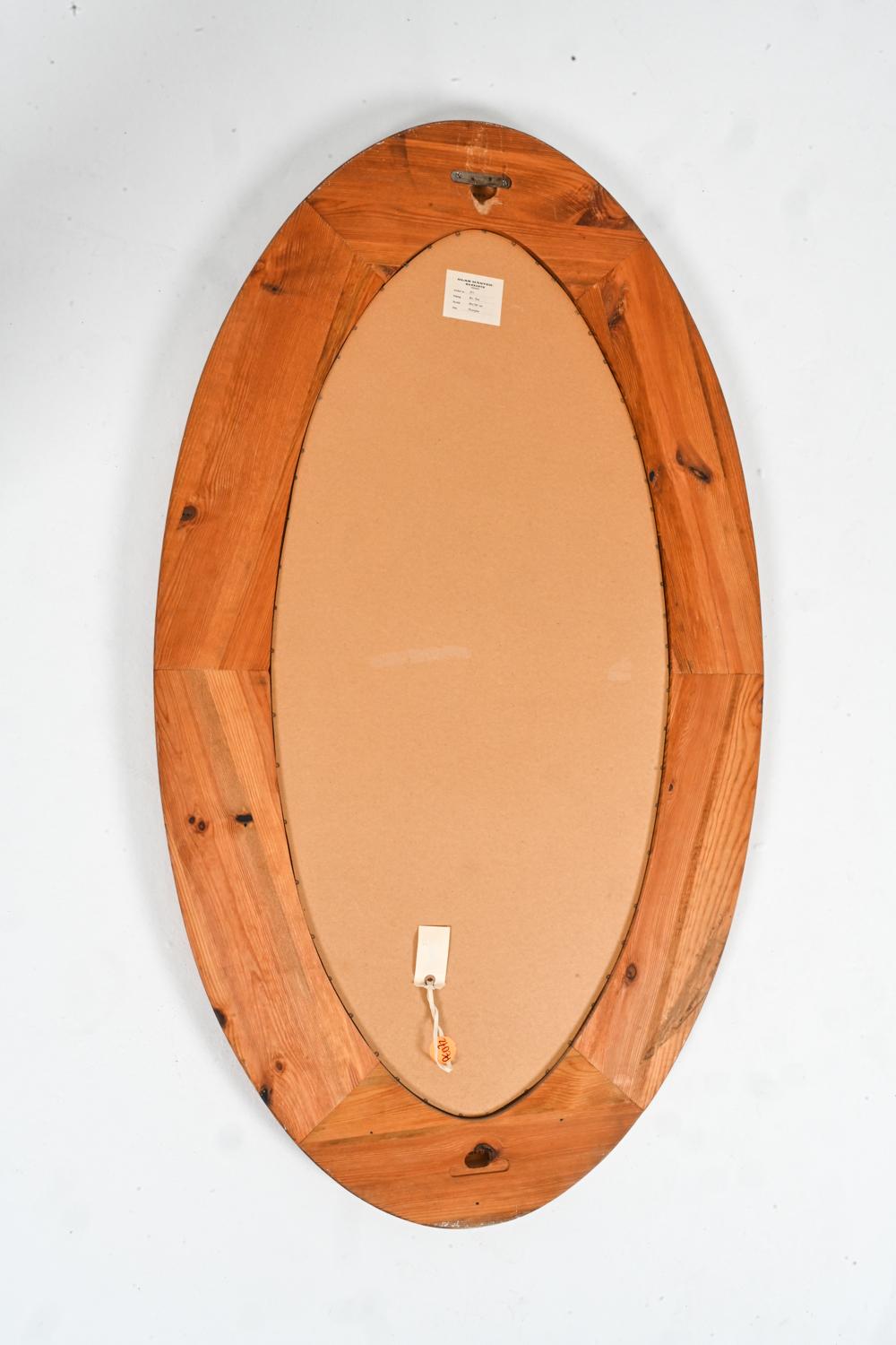 Grand miroir ovale suédois moderne en pin massif ; Glasmäster Markaryd, c.I.C. en vente 5