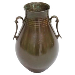 Large Swedish Modern Patinated Bronze GAB Vase, 1930s