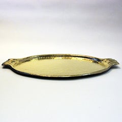 Large Swedish Oval Brass Plate/Tray with Handles, 1930s-1940s