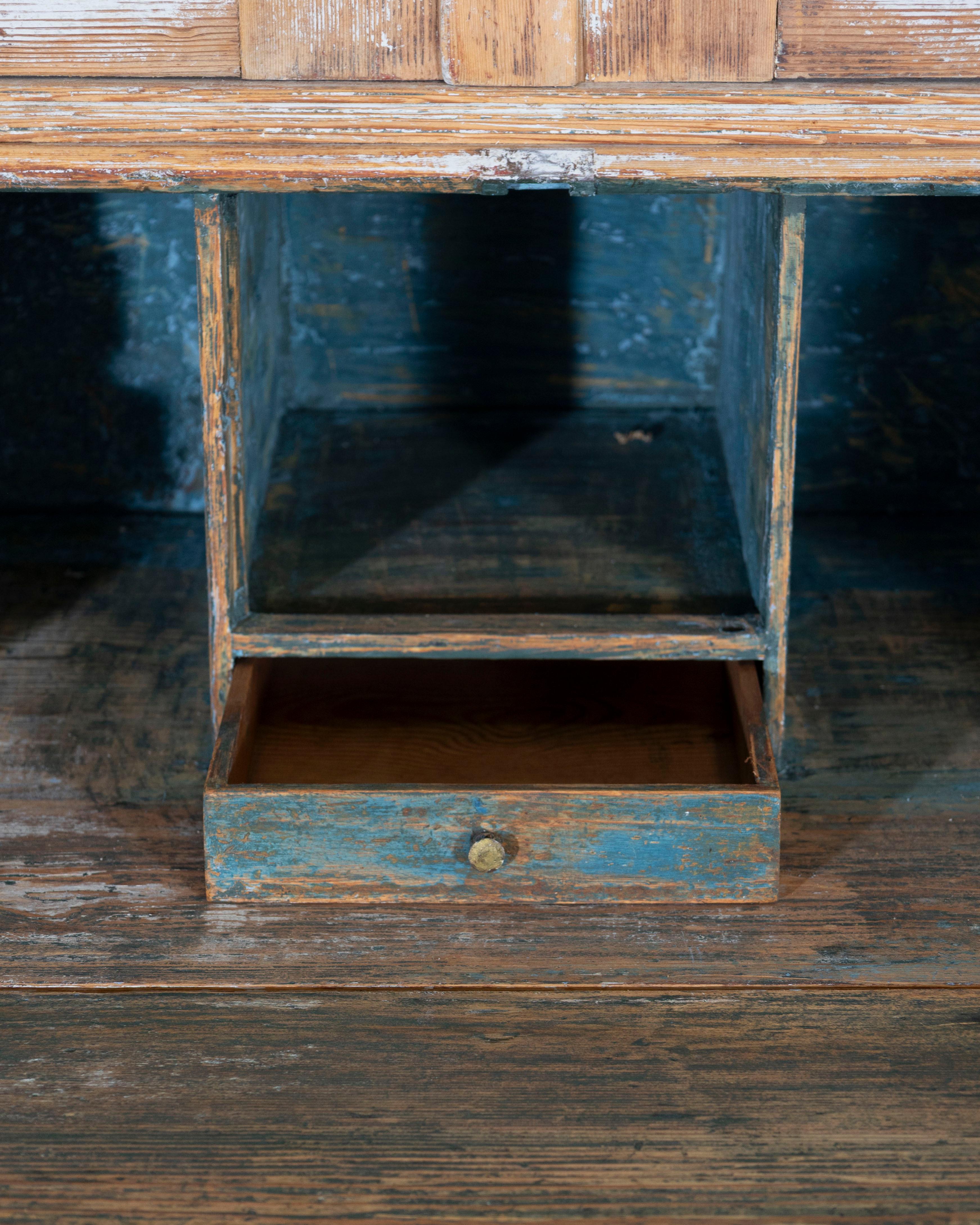 Large Swedish Painted Secretary from Värmland, Dated 1854 For Sale 2
