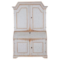 Large Swedish Painted Secretary from Värmland, Dated 1854