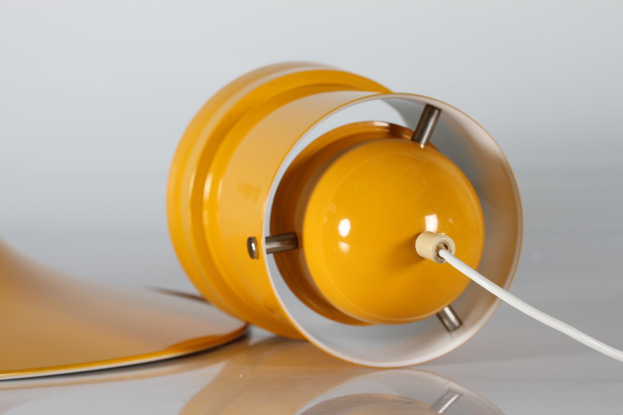 Large Swedish Pendant Light Cyklon by P. O. Ström with Yellow Lacquer, 1970s For Sale 2