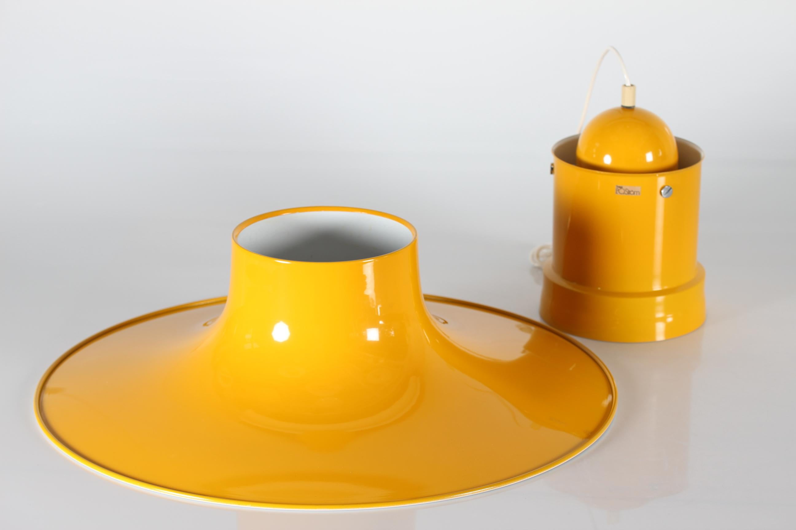 Large Swedish Pendant Light Cyklon by P. O. Ström with Yellow Lacquer, 1970s For Sale 3