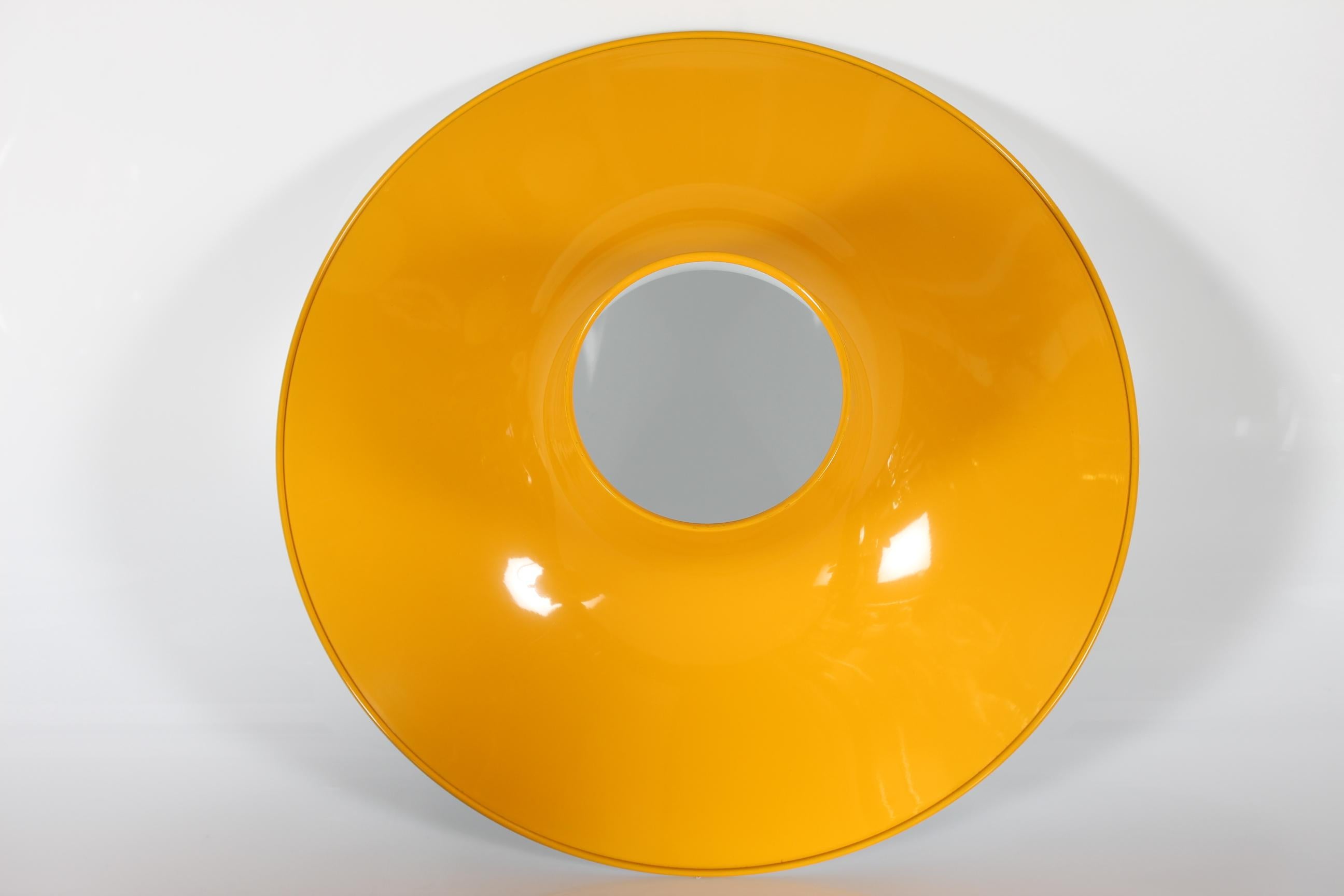 Large Swedish Pendant Light Cyklon by P. O. Ström with Yellow Lacquer, 1970s In Good Condition For Sale In Aarhus C, DK