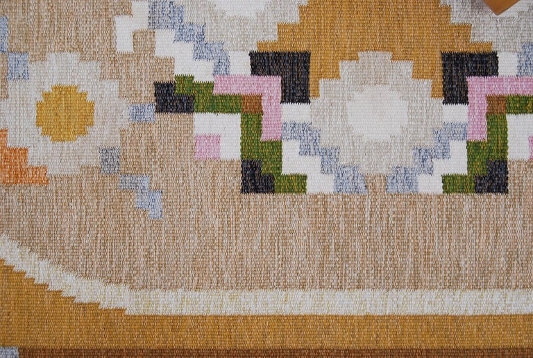 Hand-Woven Large Swedish Rölakan Flat-Weave Carpet by Ingegerd Silow, 1960s For Sale