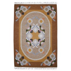 Gran alfombra sueca de tejido plano Rölakan de Ingegerd Silow, años 60
