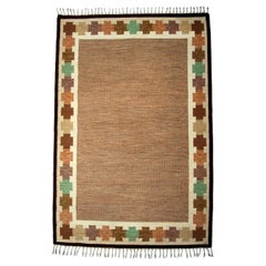 Large Swedish Rölakan Flat-Weave Rug by Ingegerd Silow, 1960s