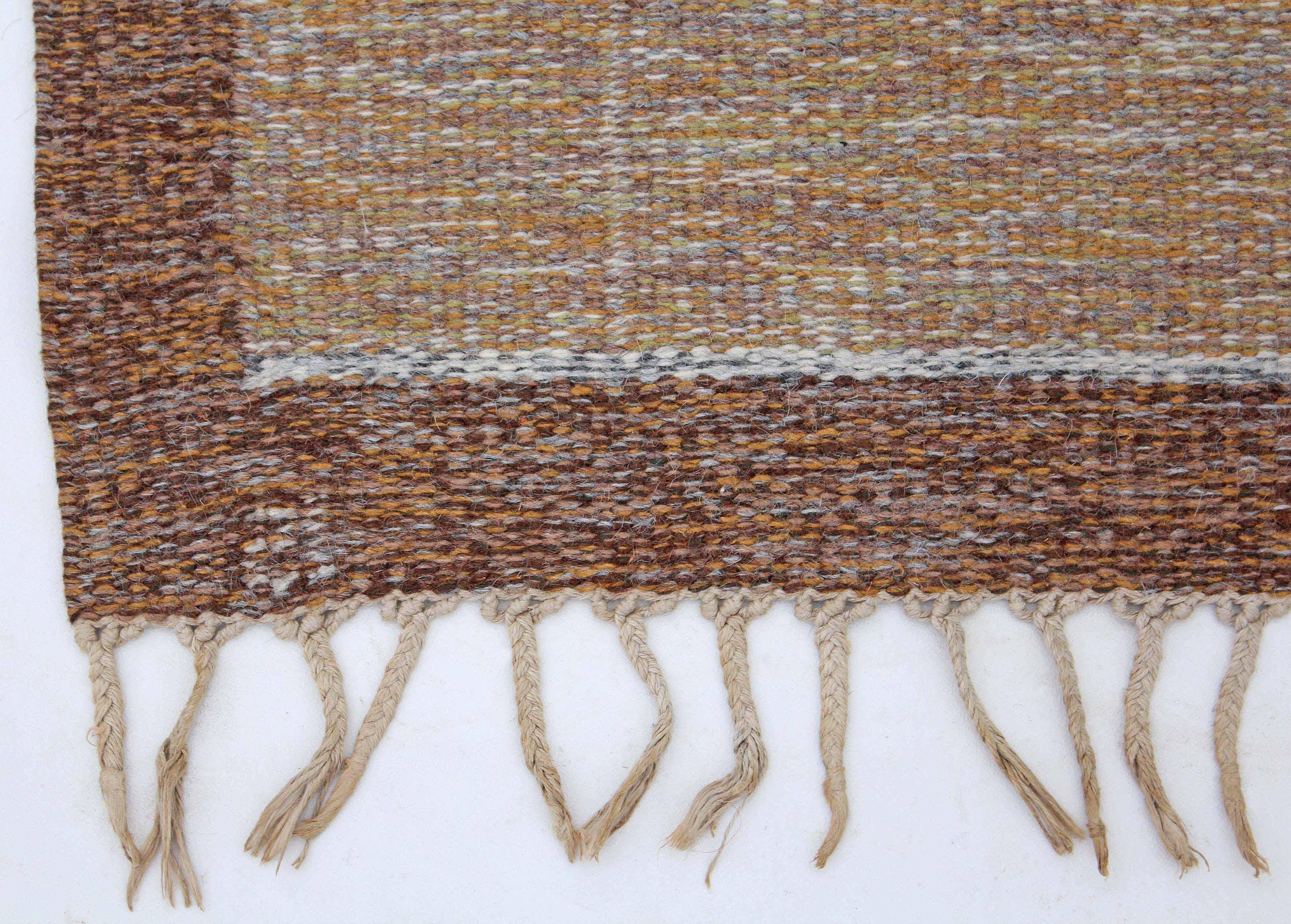 20th Century Large Swedish Rollakan Handwoven Wool Rug