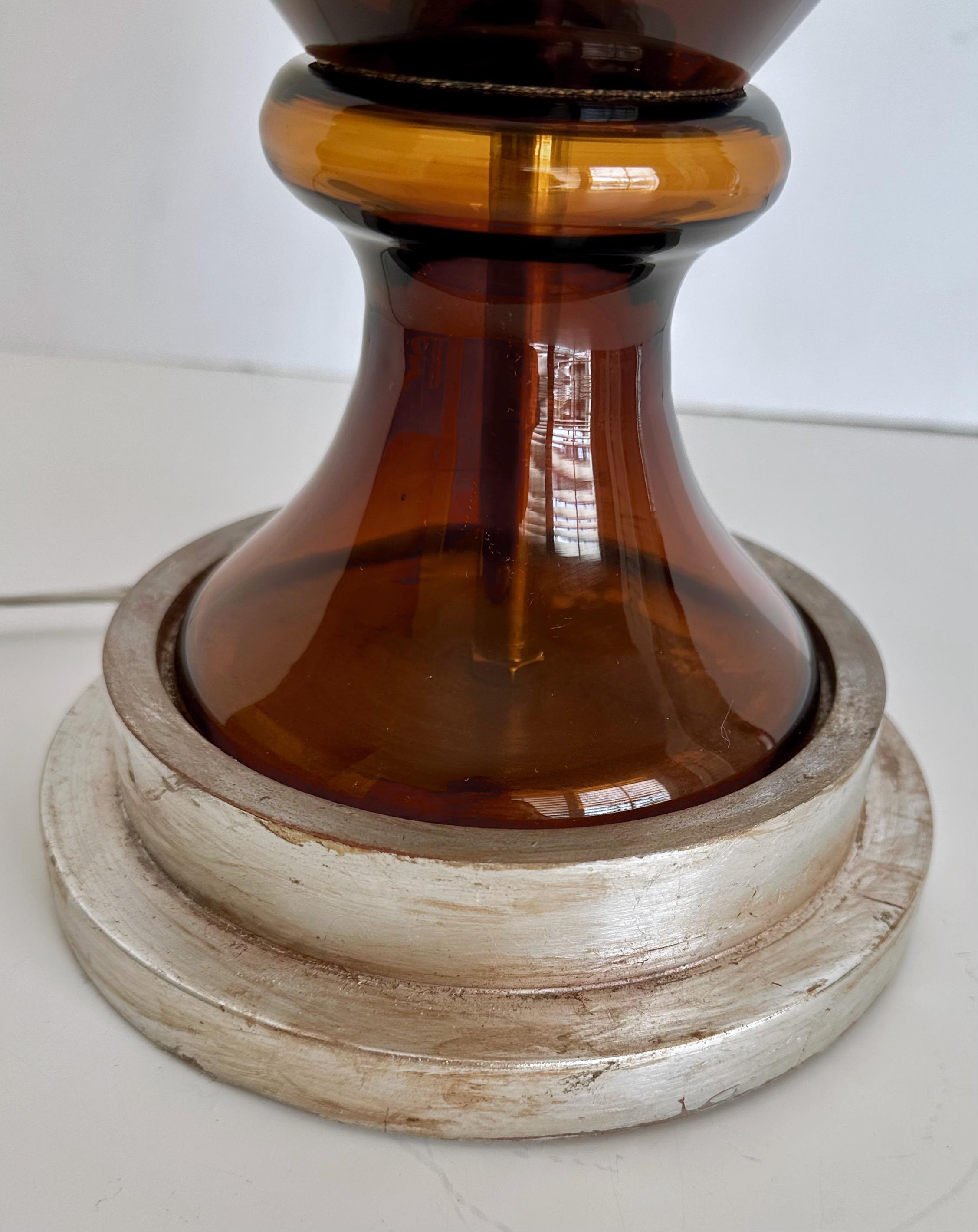 Large Swedish Root Beer Brown Glass Table Lamp For Sale 6