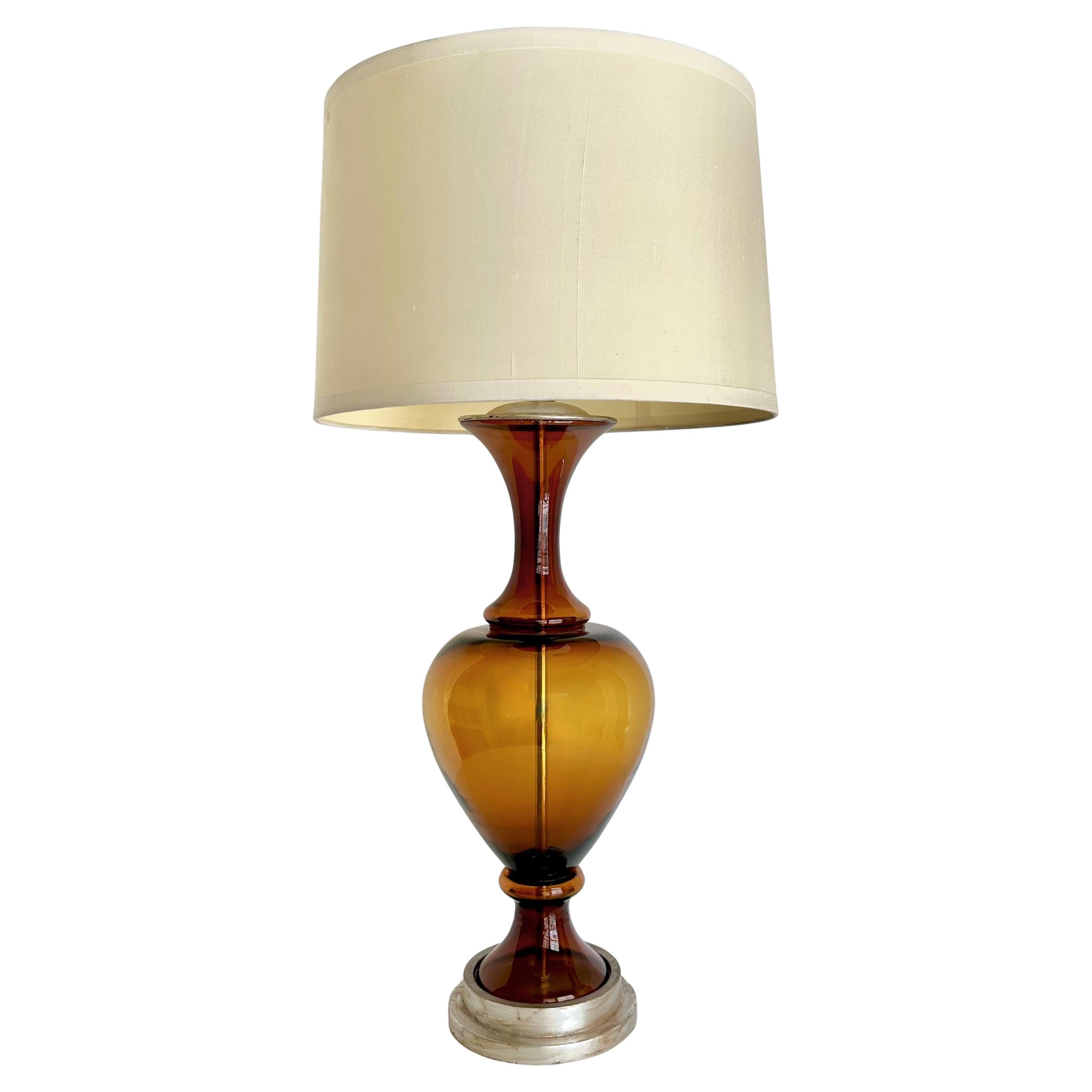 Large Swedish Root Beer Brown Glass Table Lamp
