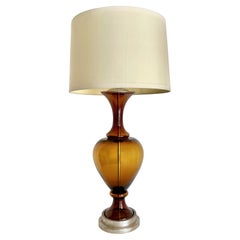 Vintage Large Swedish Root Beer Brown Glass Table Lamp