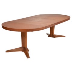Large Swedish Round Teak Dining Table with Three Leaves Large Swedish Round Teak Dining Table with Three Leaves