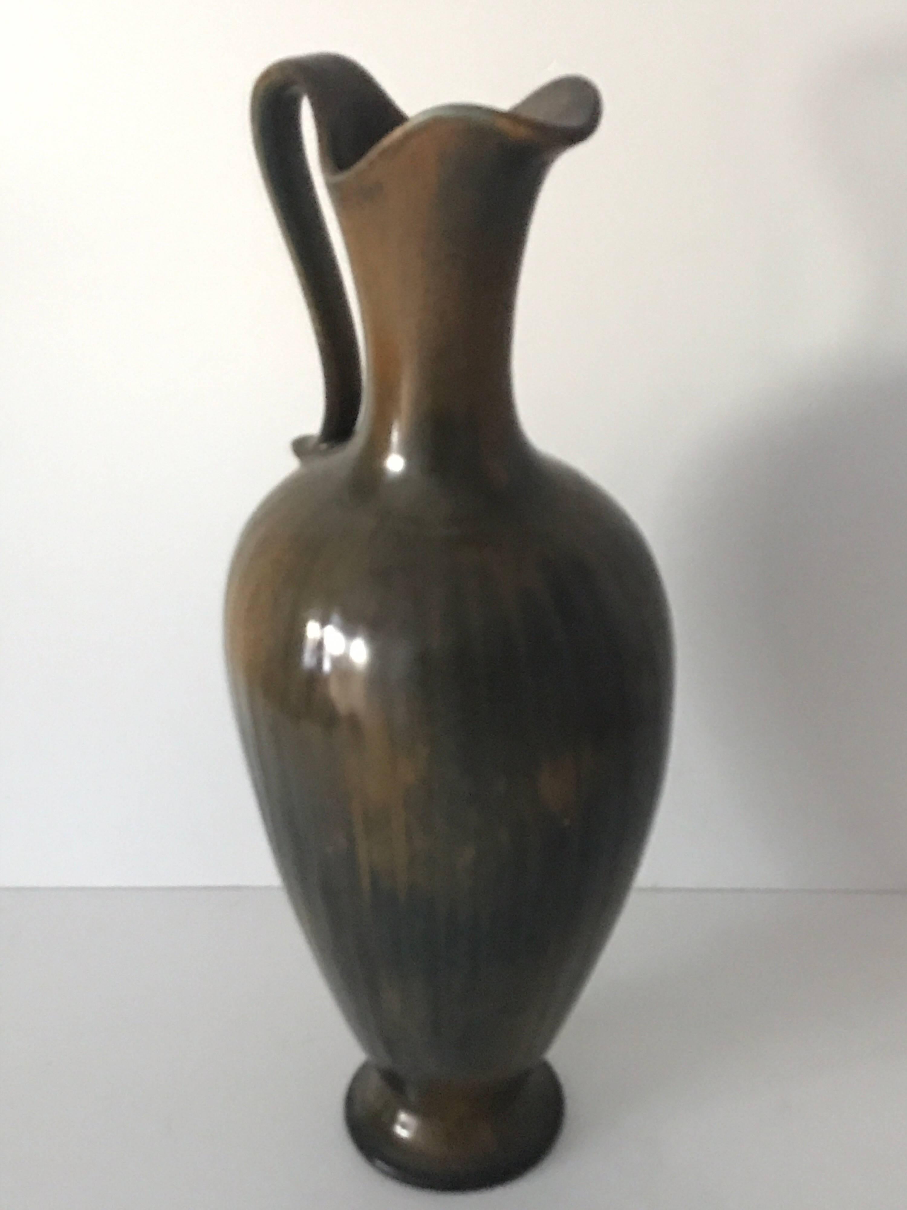 Large Swedish Rörstrand Gunnar Nylund Ceramic Amphora Vase or Decanter, 1950 In Excellent Condition For Sale In Drottningholm, SE