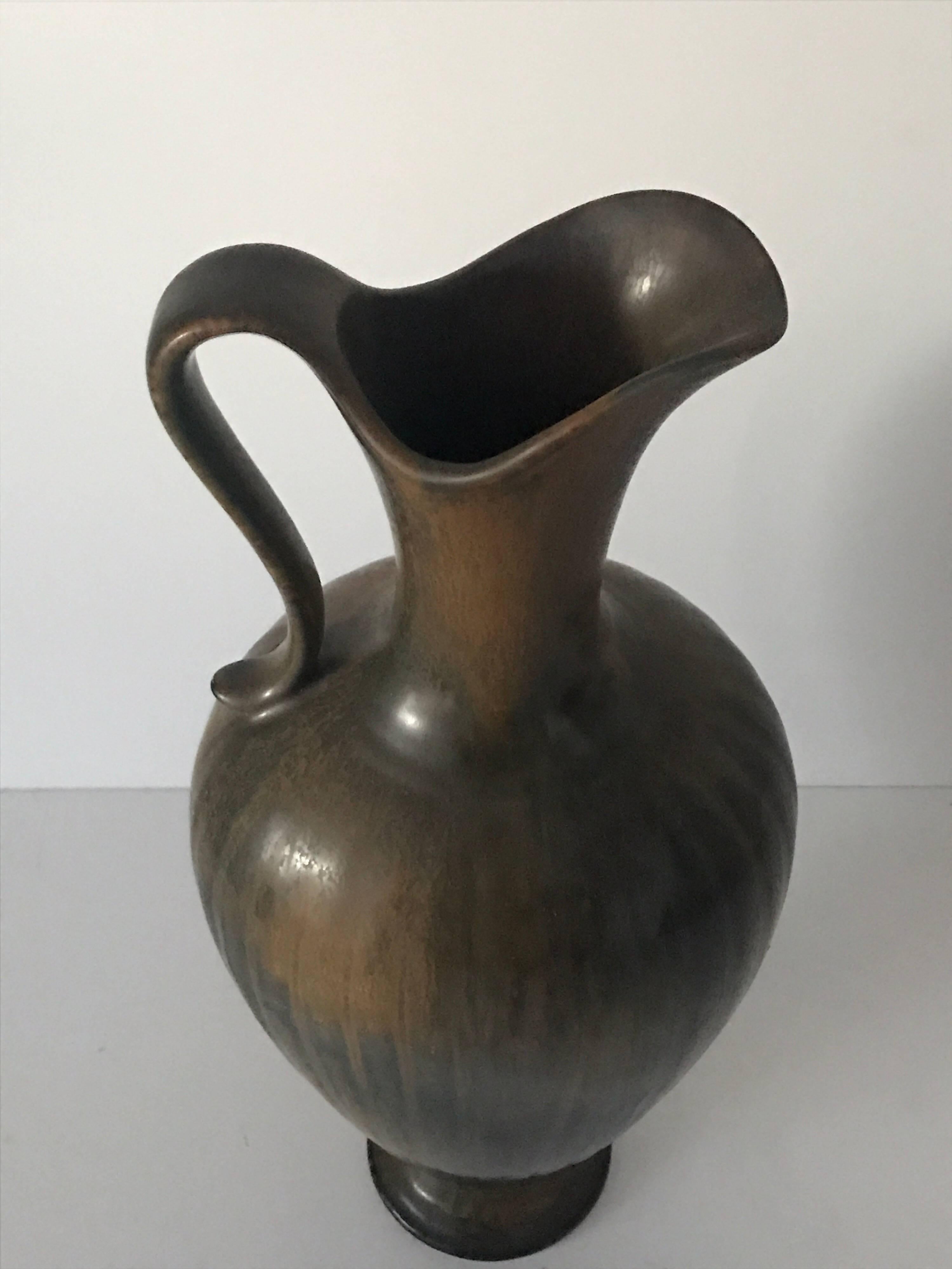 Mid-20th Century Large Swedish Rörstrand Gunnar Nylund Ceramic Amphora Vase or Decanter, 1950 For Sale
