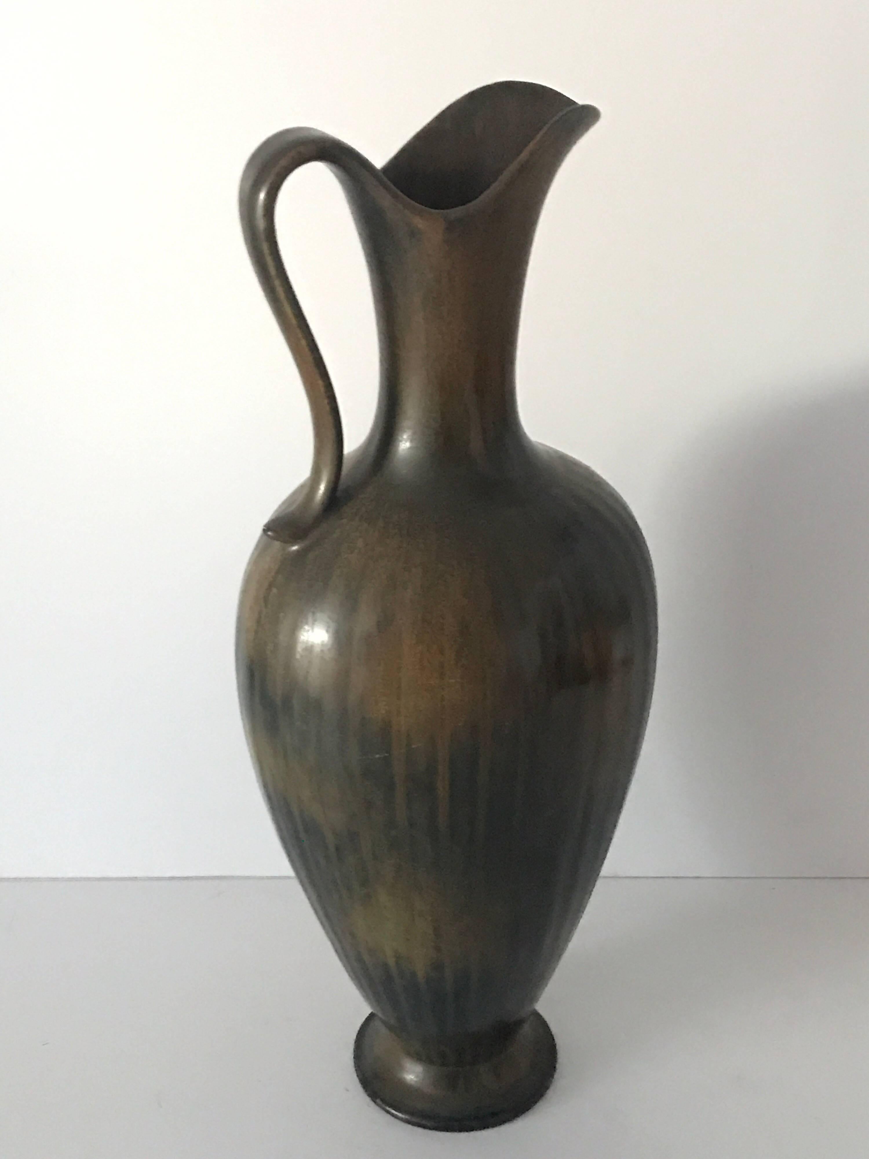 Large Swedish Rörstrand Gunnar Nylund Ceramic Amphora Vase or Decanter, 1950 For Sale 1