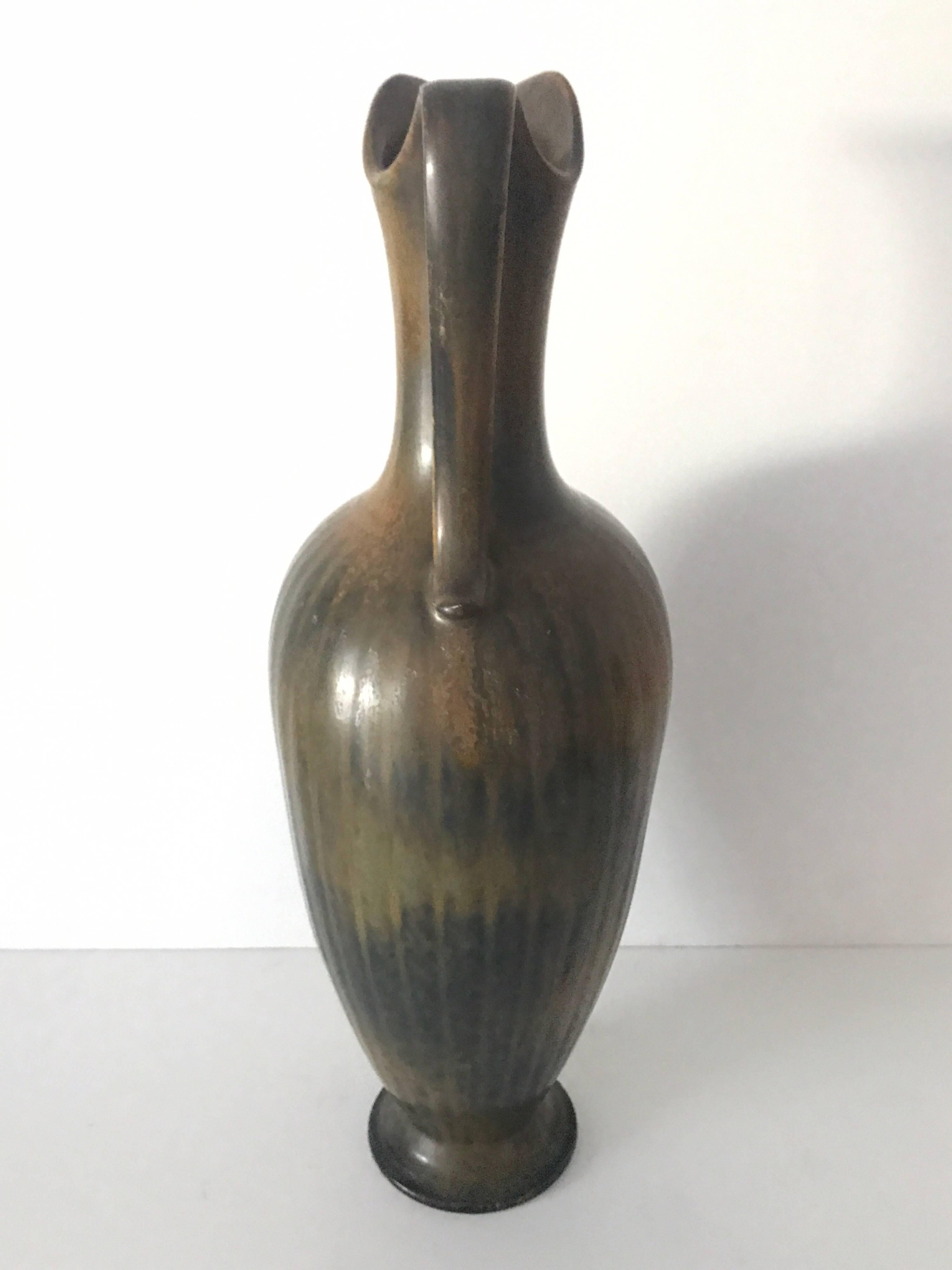 Large Swedish Rörstrand Gunnar Nylund Ceramic Amphora Vase or Decanter, 1950 For Sale 3