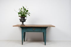Large Swedish Rustic Blue Country Work Table