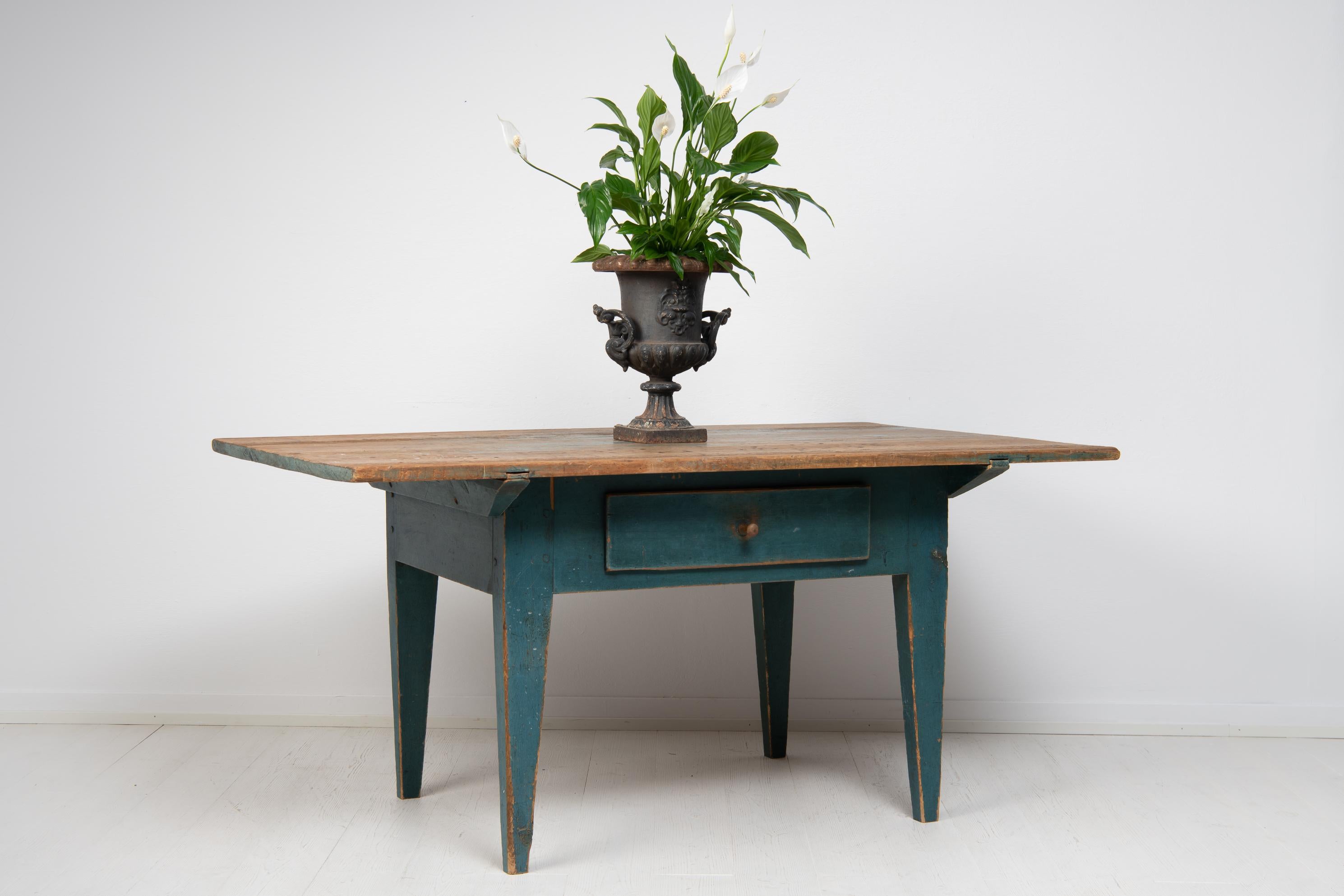 19th Century Large Swedish Rustic Blue Country Work Table