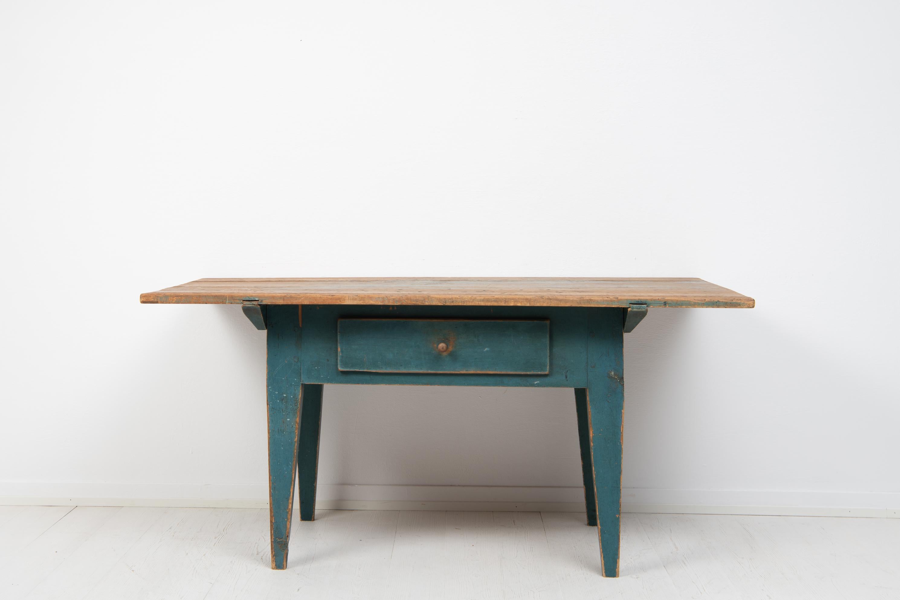 Pine Large Swedish Rustic Blue Country Work Table