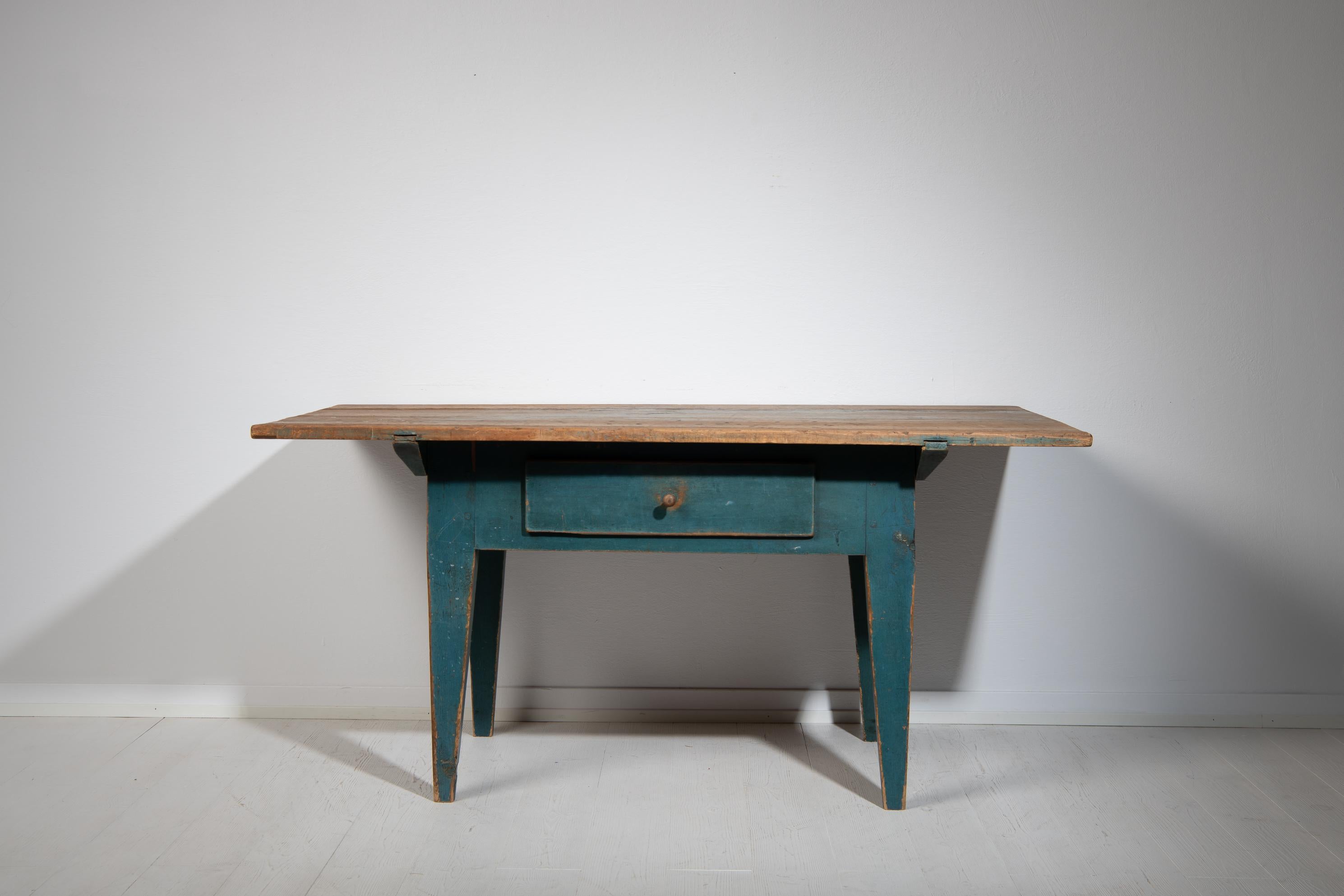 Large Swedish Rustic Blue Country Work Table 1