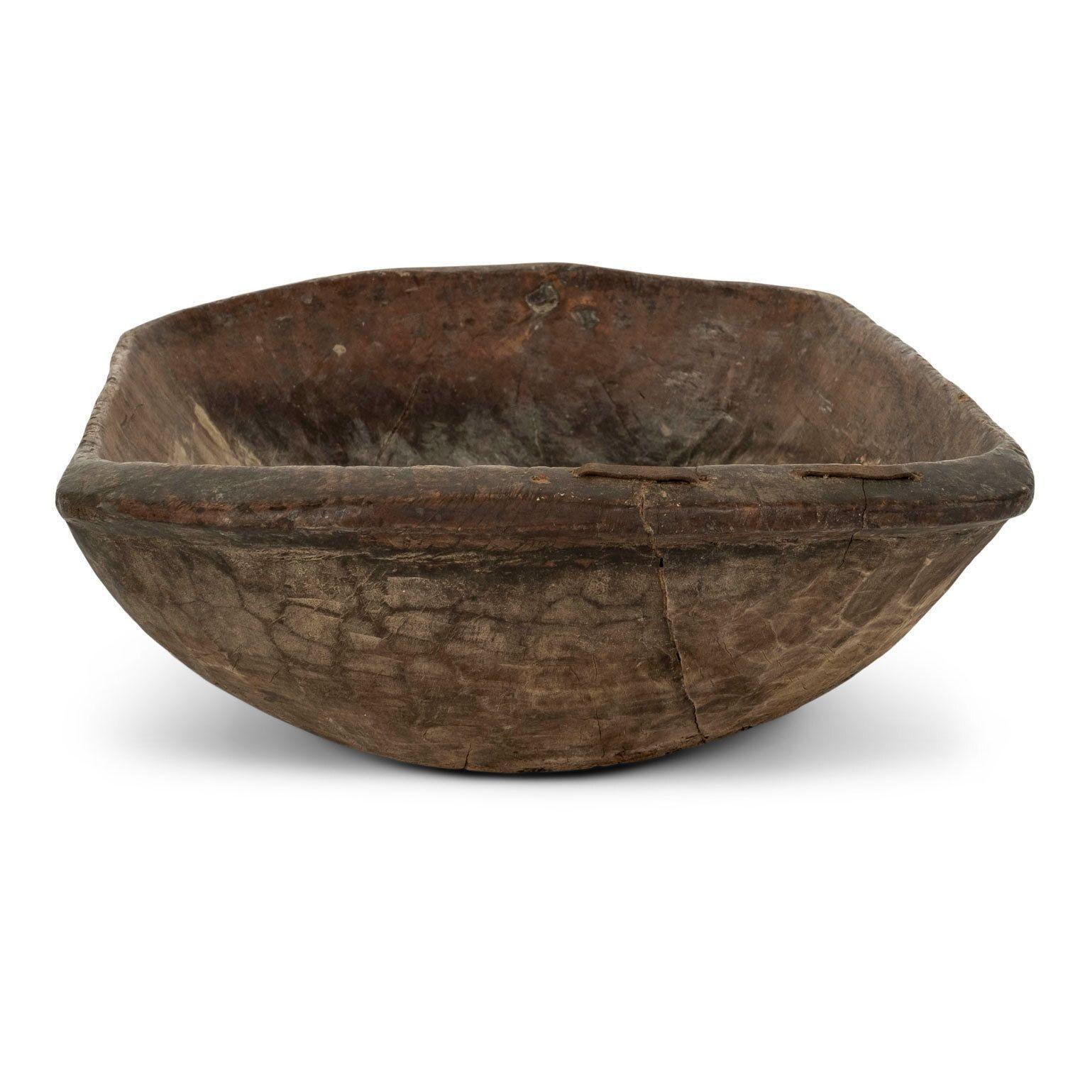 Large Swedish Rustic Trencher Bowl In Fair Condition For Sale In Houston, TX