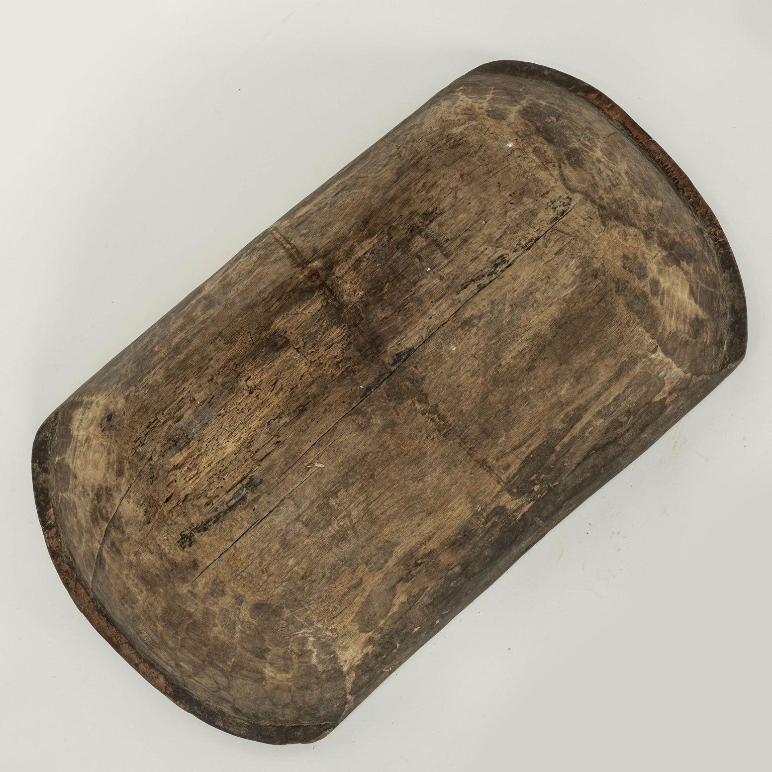 Wood Large Swedish Rustic Trencher Bowl For Sale