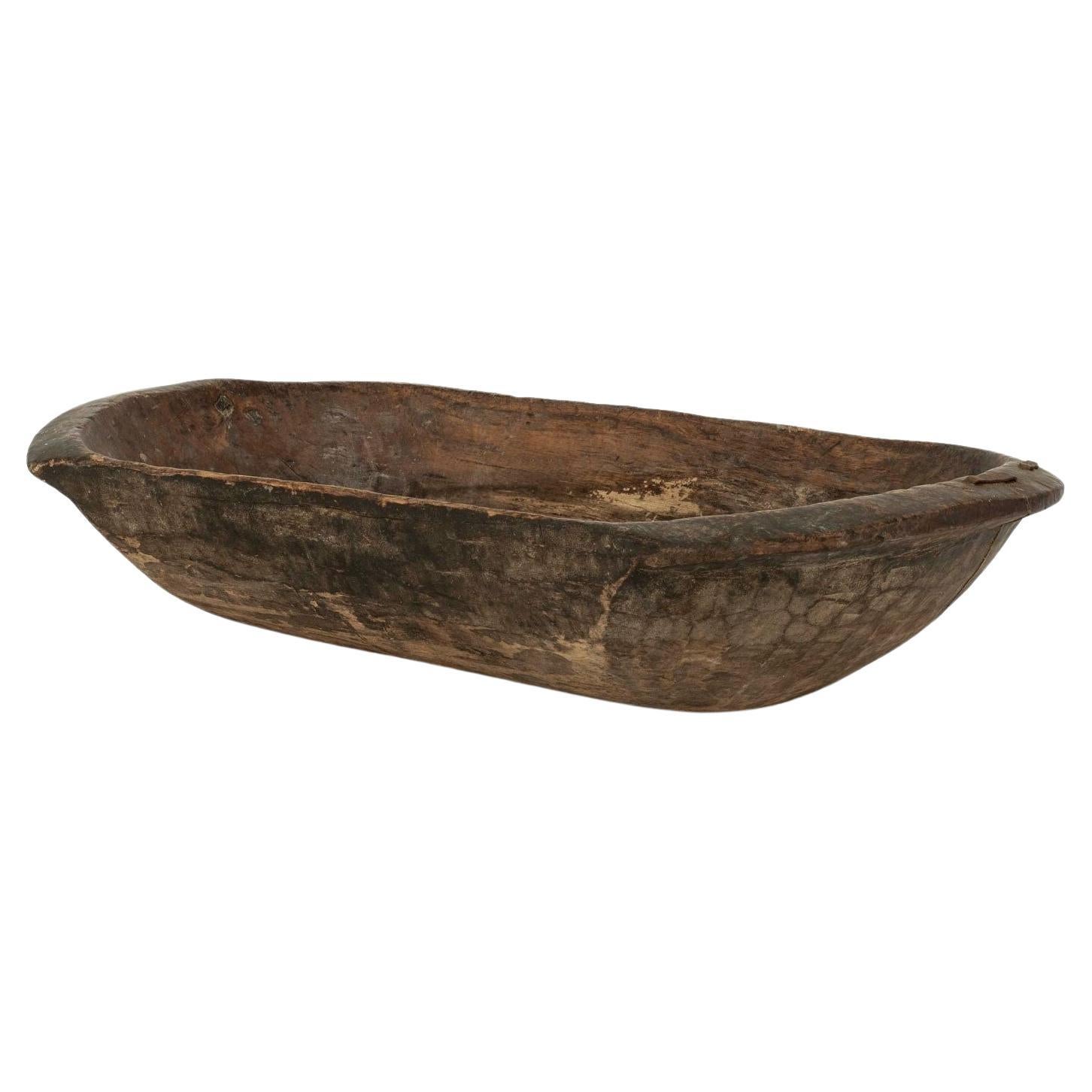 Large Swedish Rustic Trencher Bowl For Sale