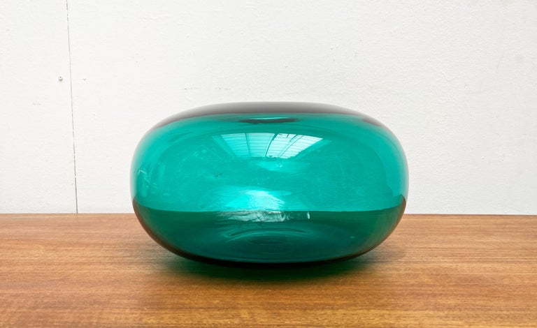 Large Swedish Stockholm Series Vase in Handmade Green Glass from Ikea, 1990s