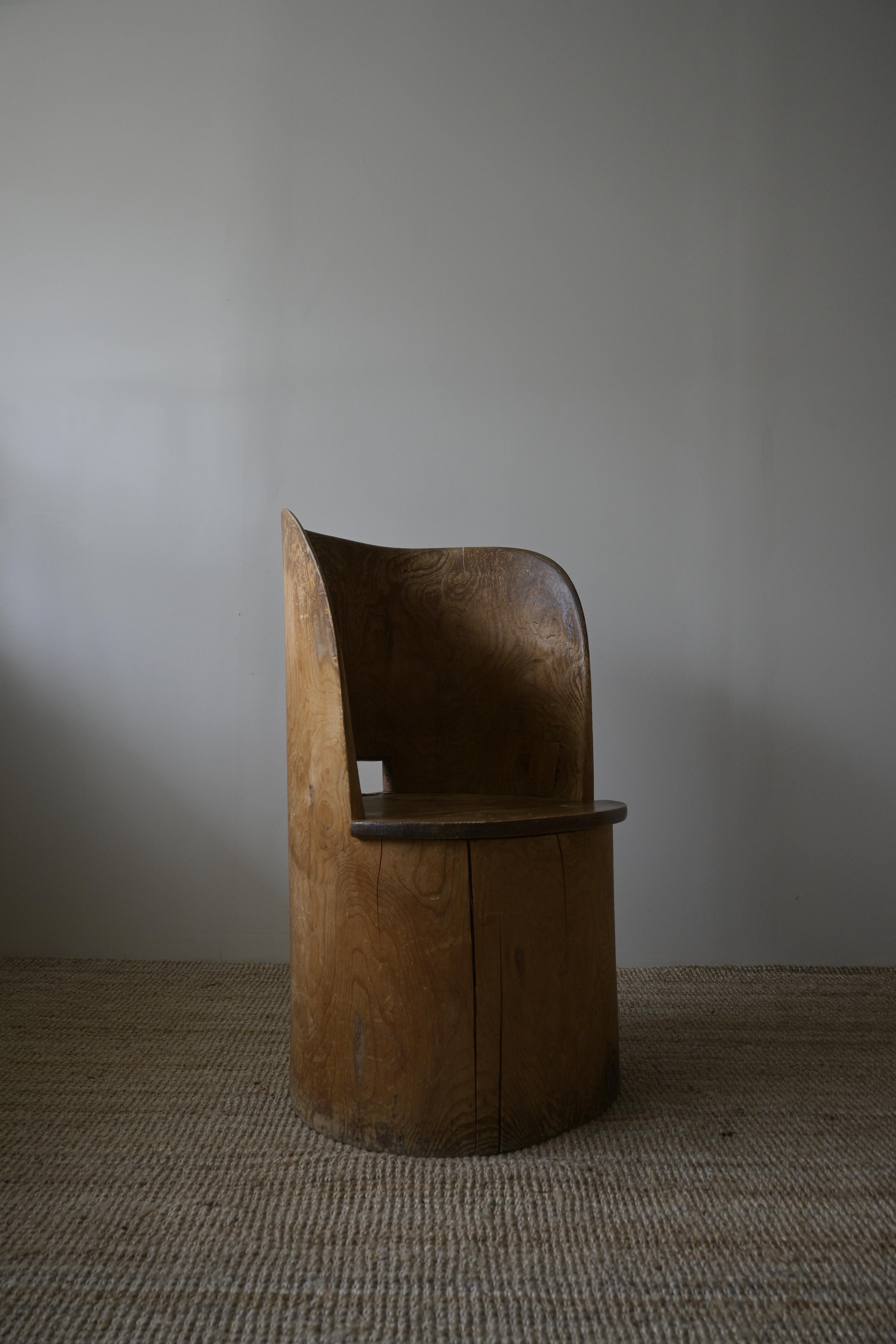Large Swedish Stump Chair 'Kubbstol' ca 1950 For Sale 3