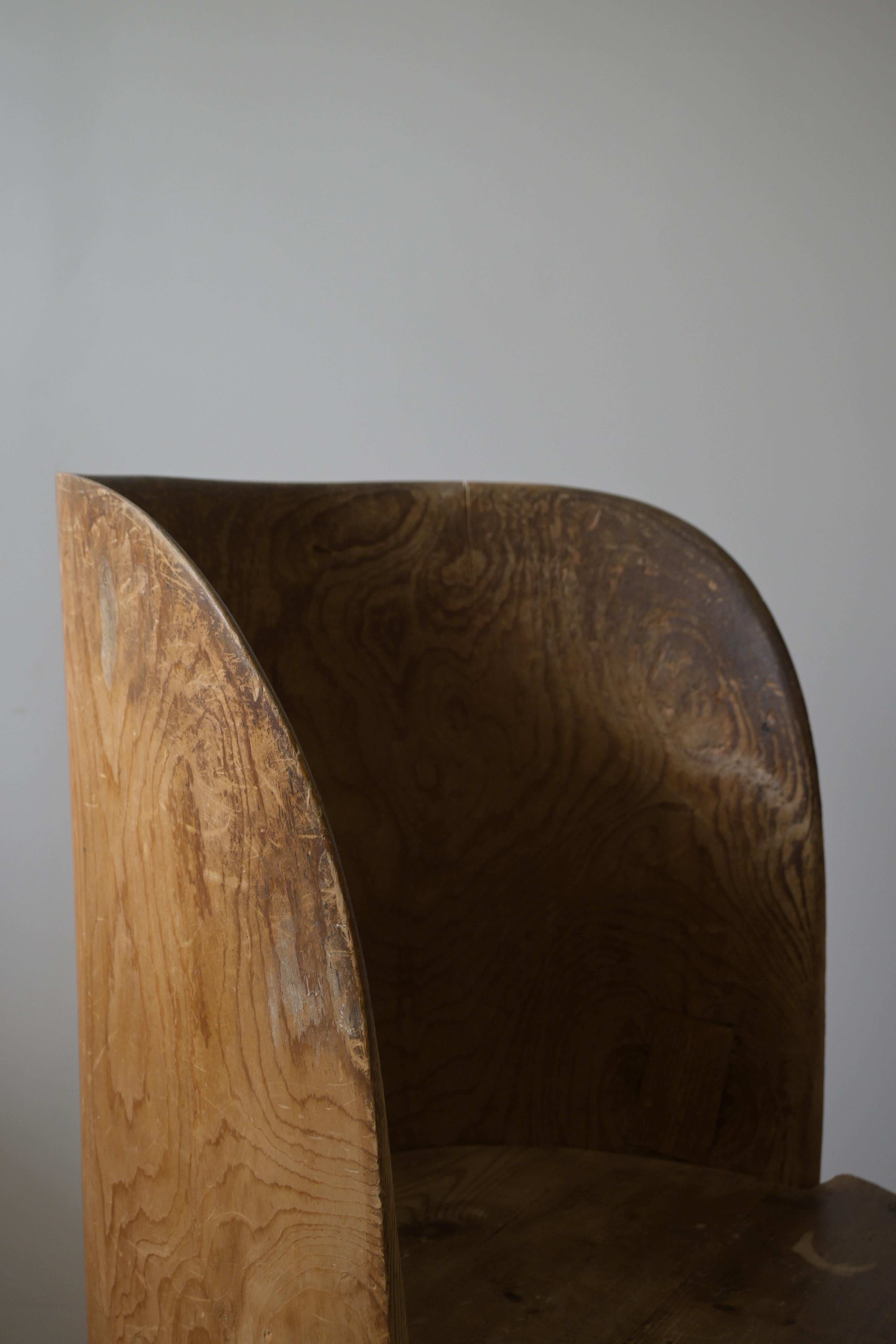 Large Swedish Stump Chair 'Kubbstol' ca 1950 For Sale 6