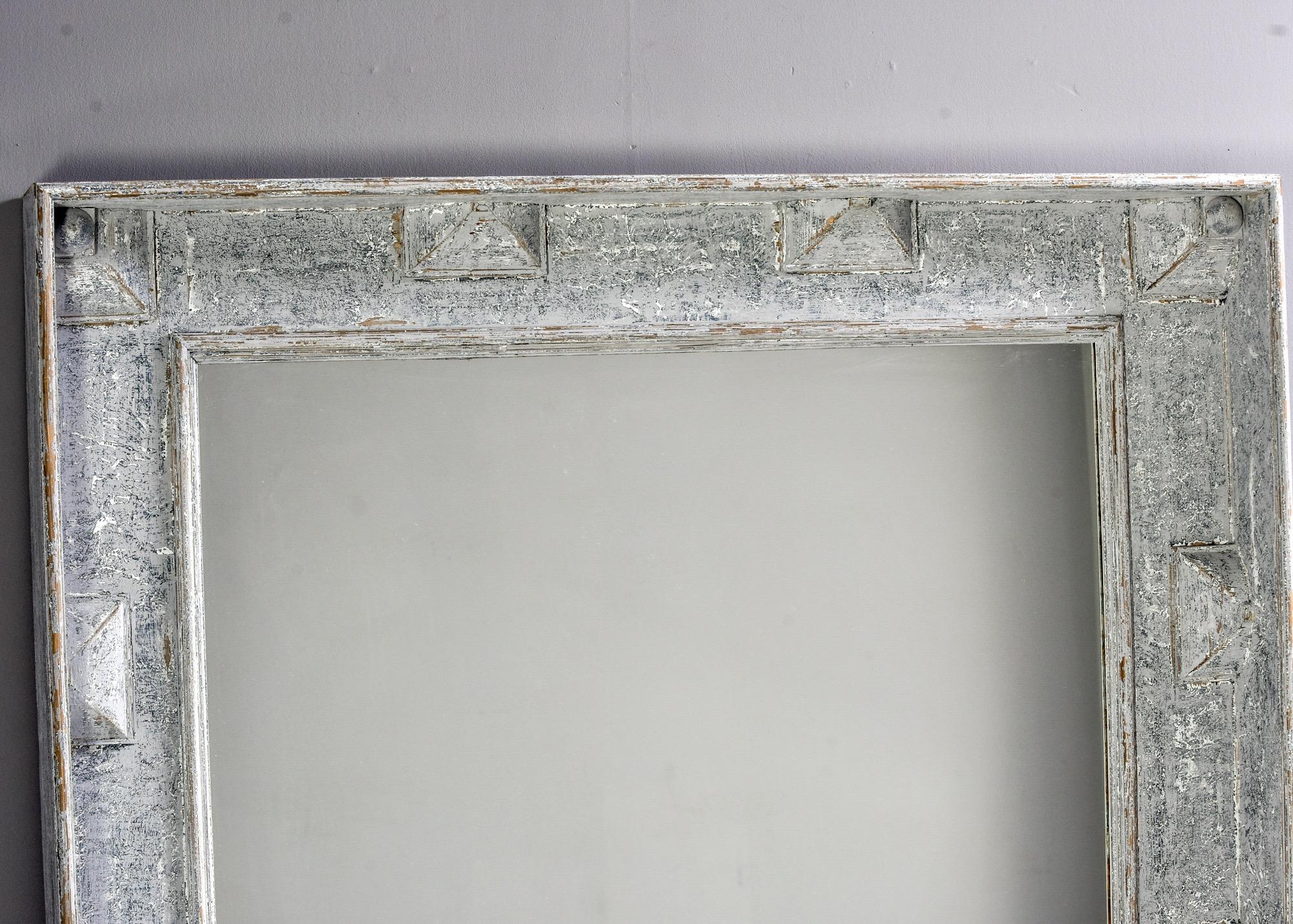 Large Swedish Style Mirror with Gray Blue Paint 5