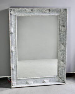 Large Swedish Style Mirror with Gray Blue Paint