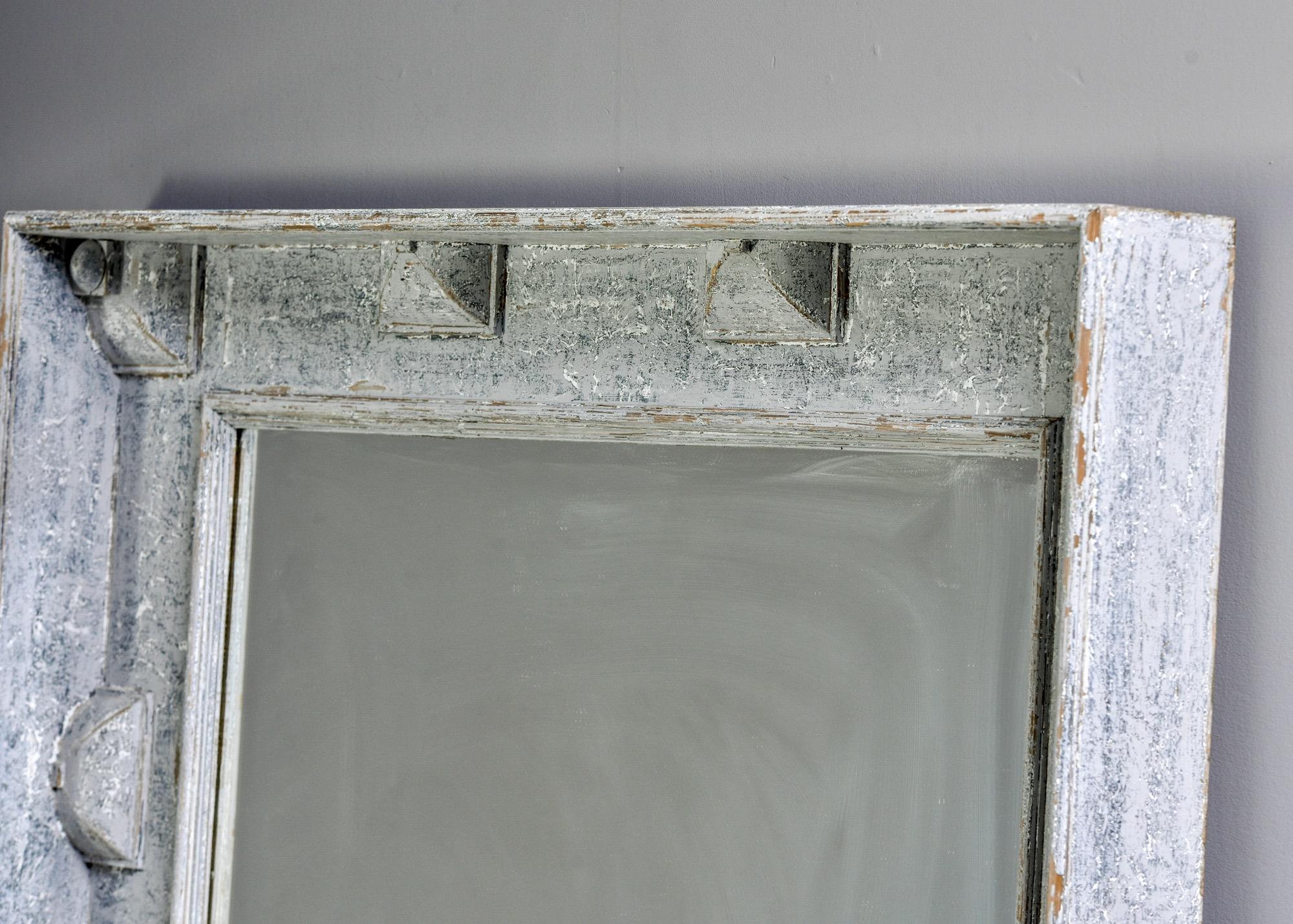 Gustavian Large Swedish Style Mirror with Gray Blue Paint