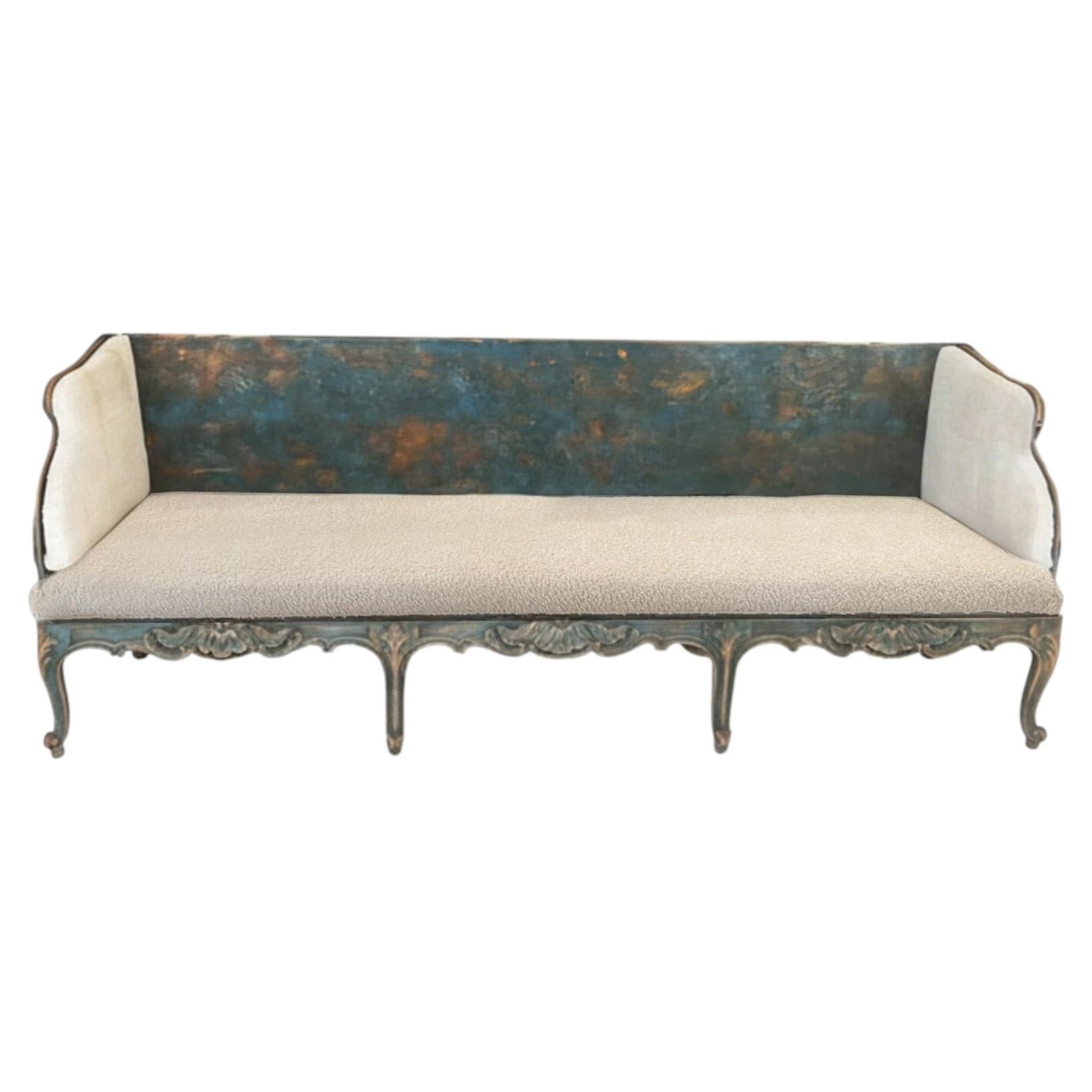 Large Swedish Trag sofa Bench, 18th Century